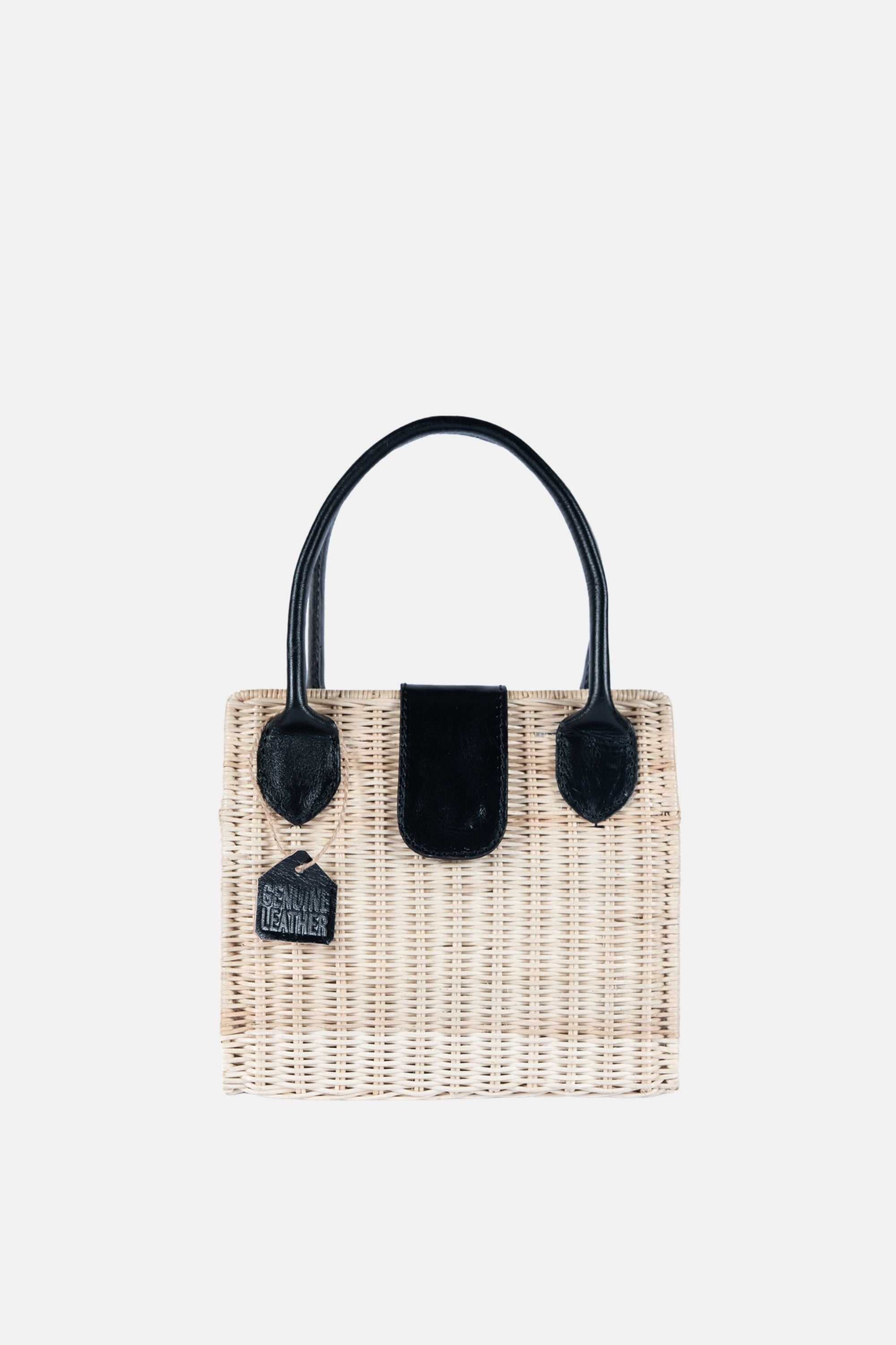 Jelavu - Piper Rattan Medium Crossbody - Black Leather
