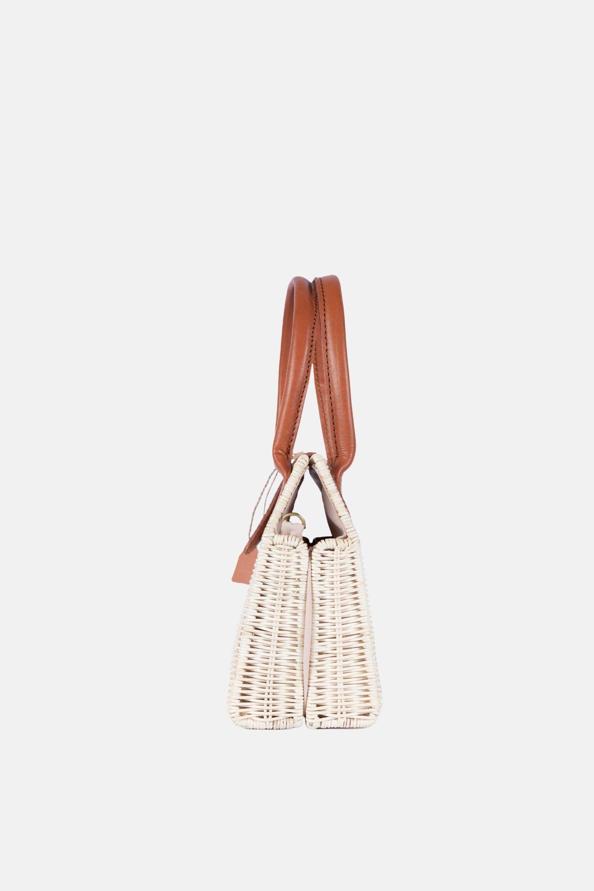 Piper Rattan Medium Crossbody - Tan Leather