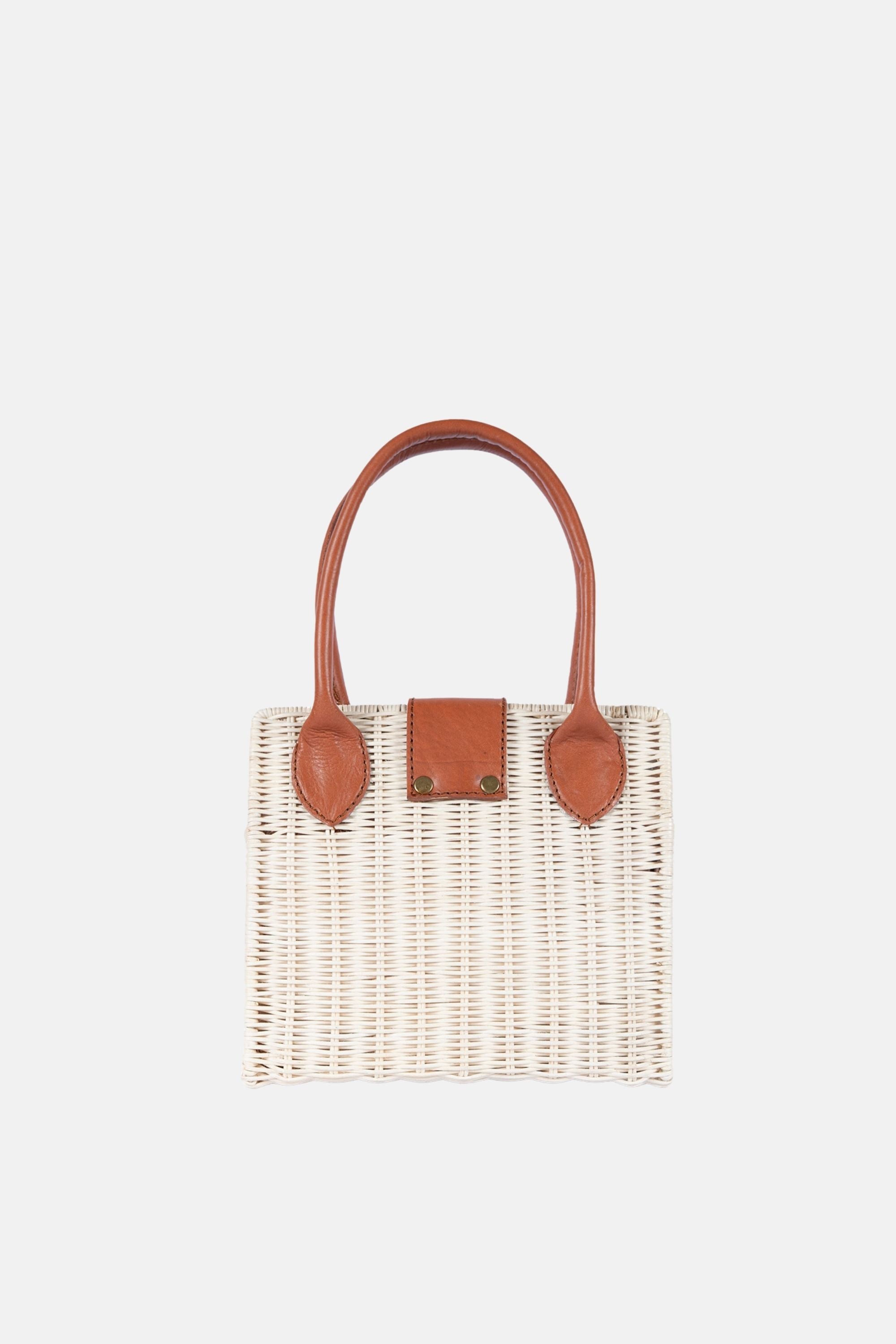 Piper Rattan Medium Crossbody - Tan Leather