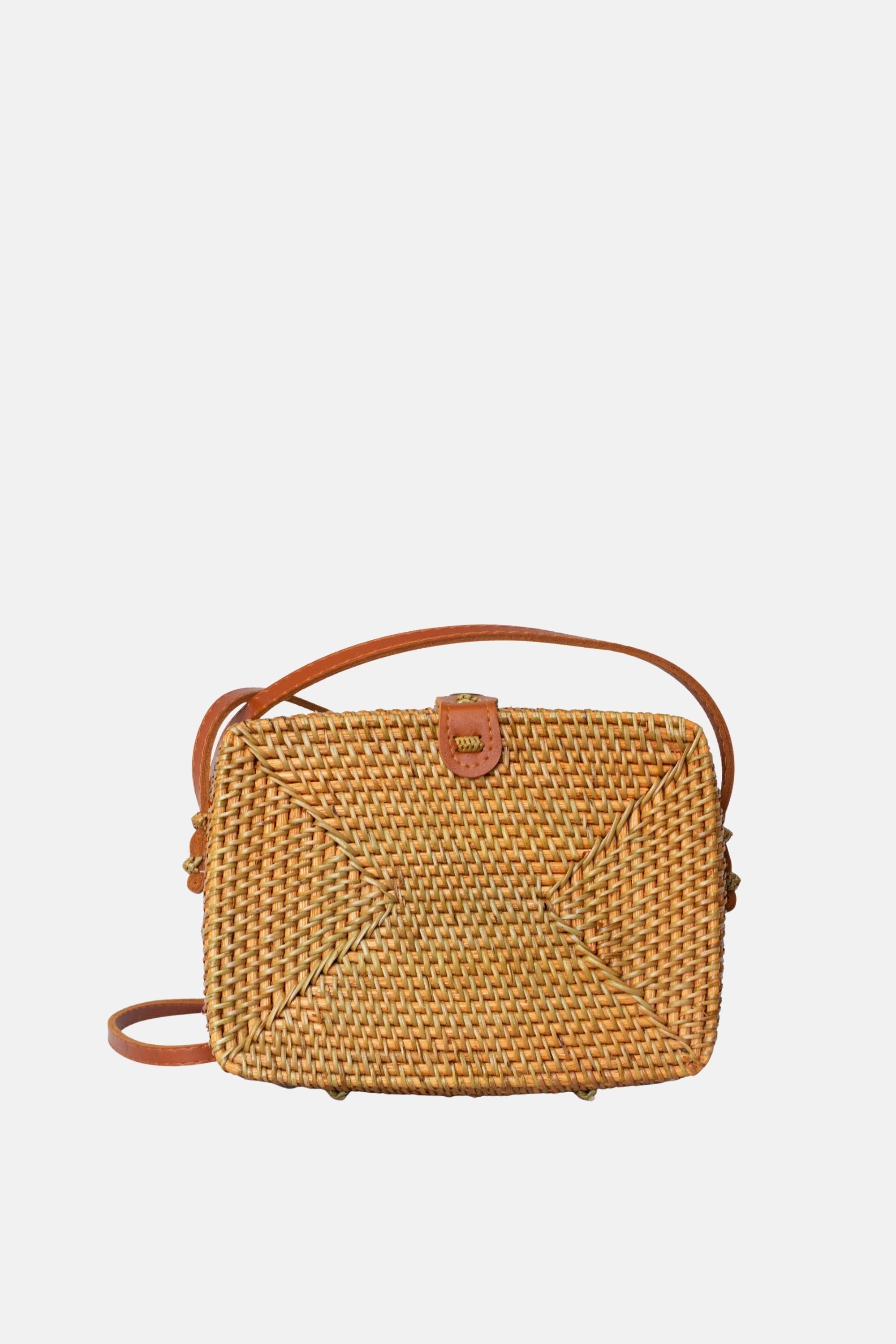 Jelavu - Rae Rattan Small Crossbody Bag - Tan