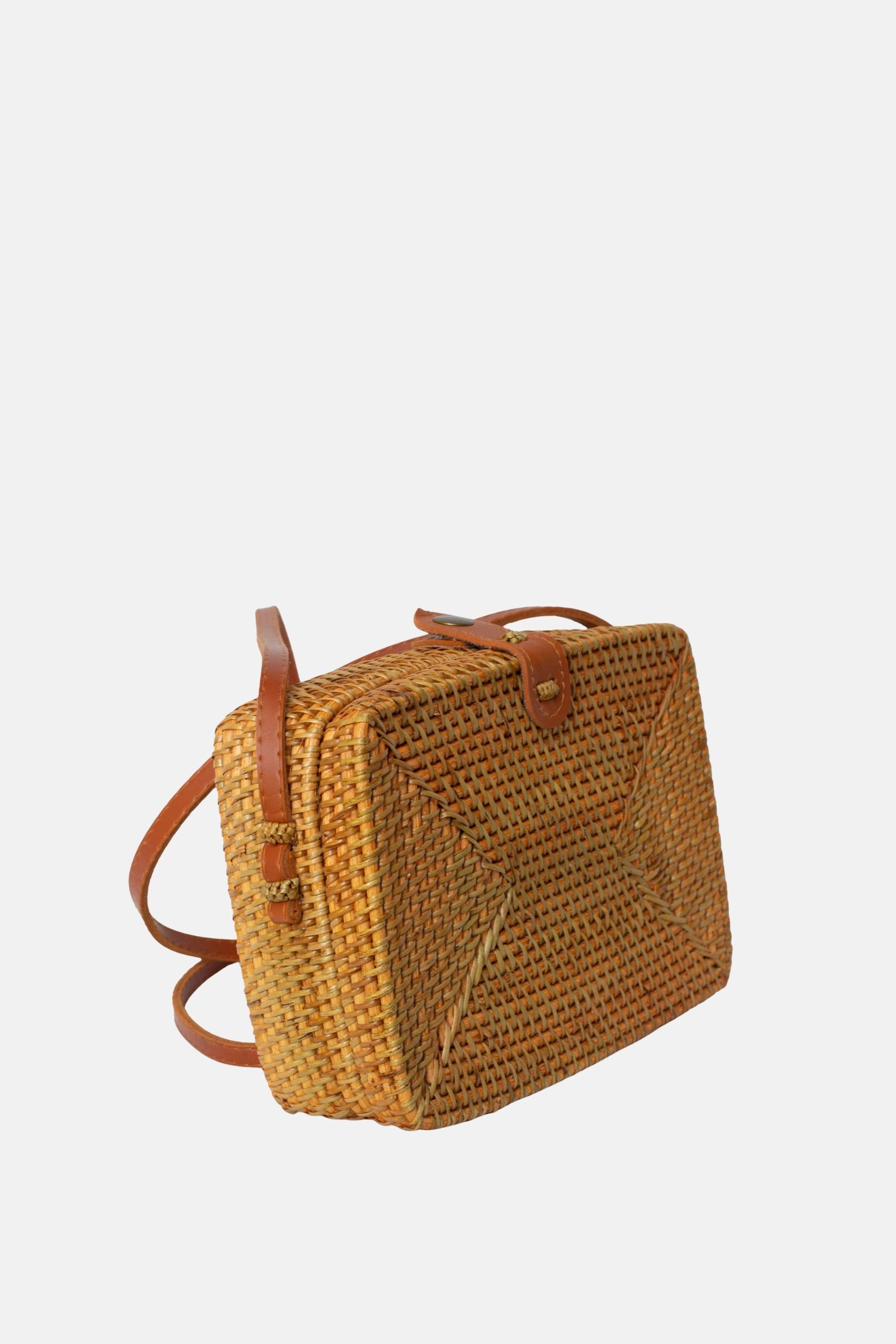 Jelavu - Rae Rattan Small Crossbody Bag - Tan