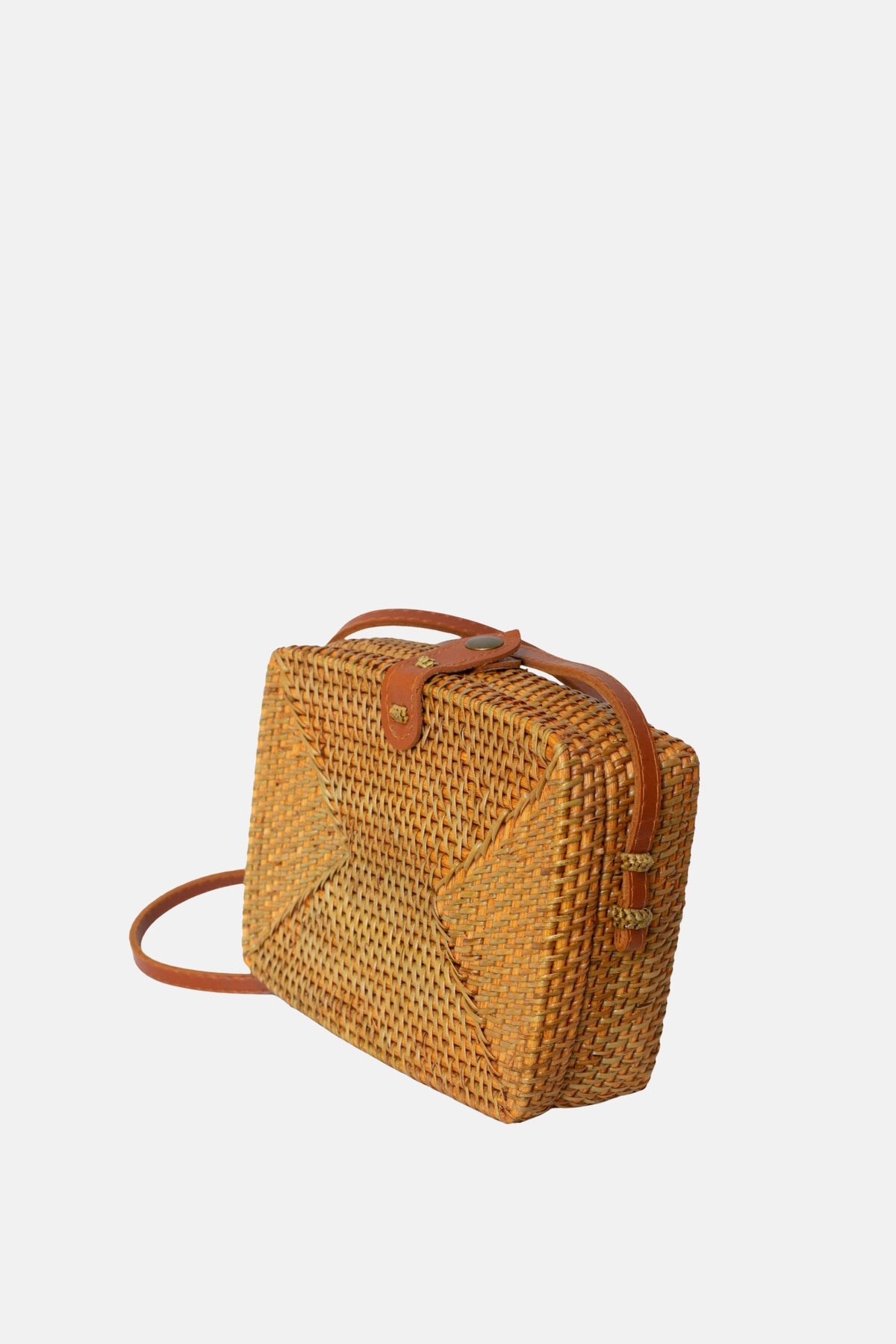 Rae Rattan Small Crossbody Bag - Tan