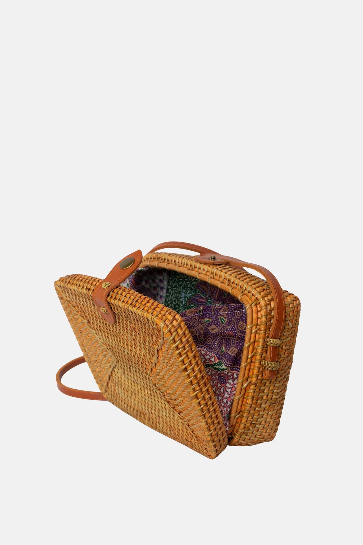 Rae Rattan Small Crossbody Bag - Tan
