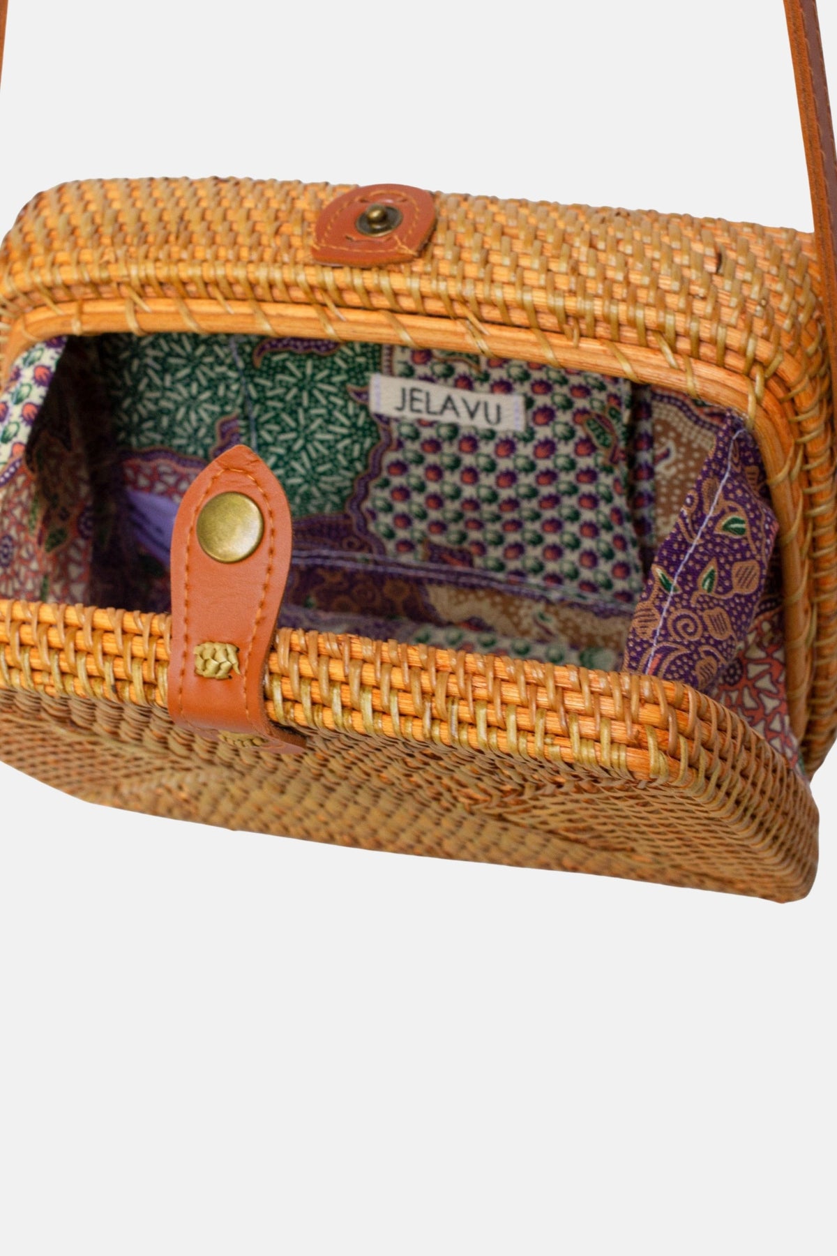 Rae Rattan Small Crossbody Bag - Tan
