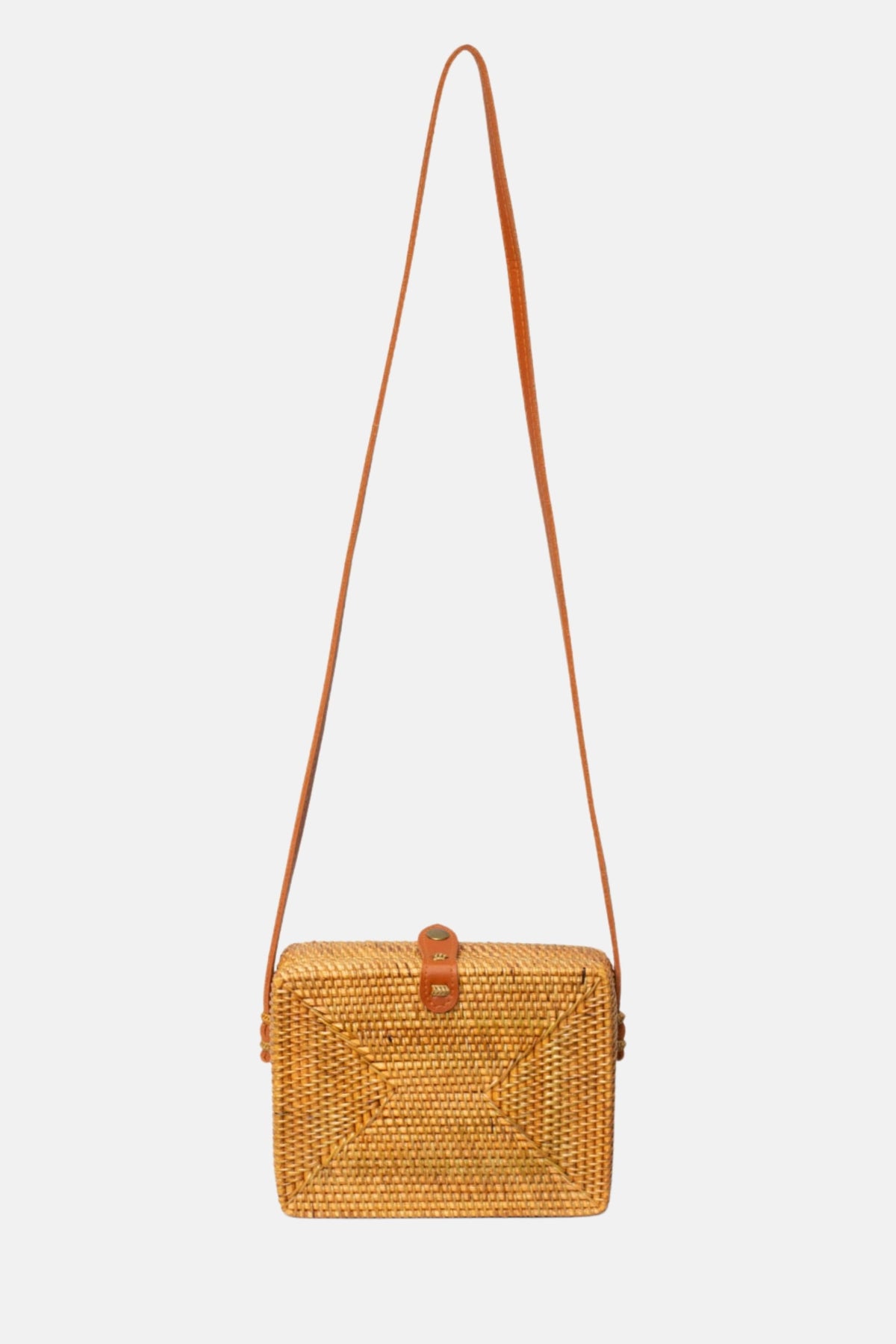 Rae Rattan Small Crossbody Bag - Tan