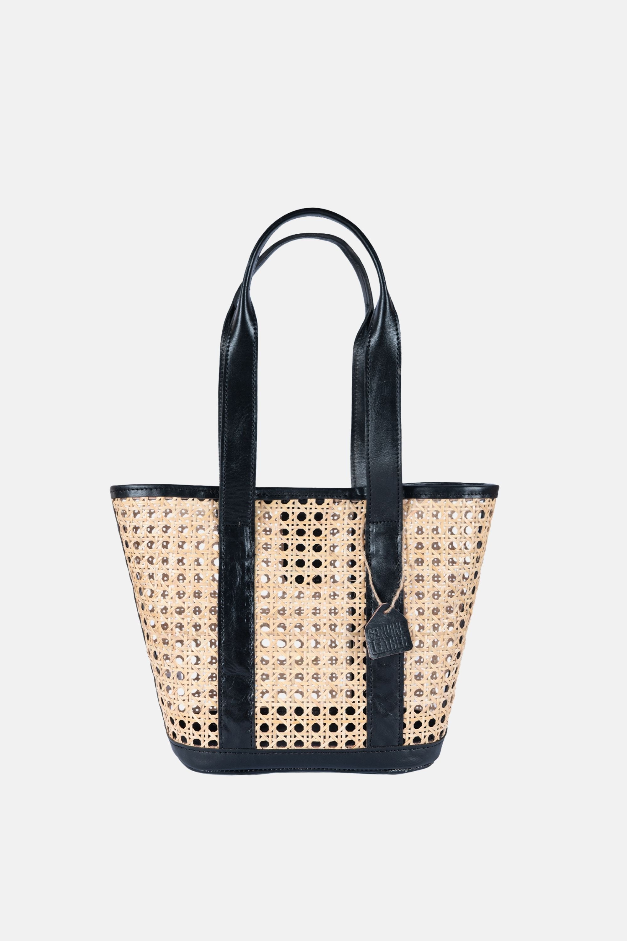 Jelavu - Sandi Rattan Top Handle Satchel - Black Leather