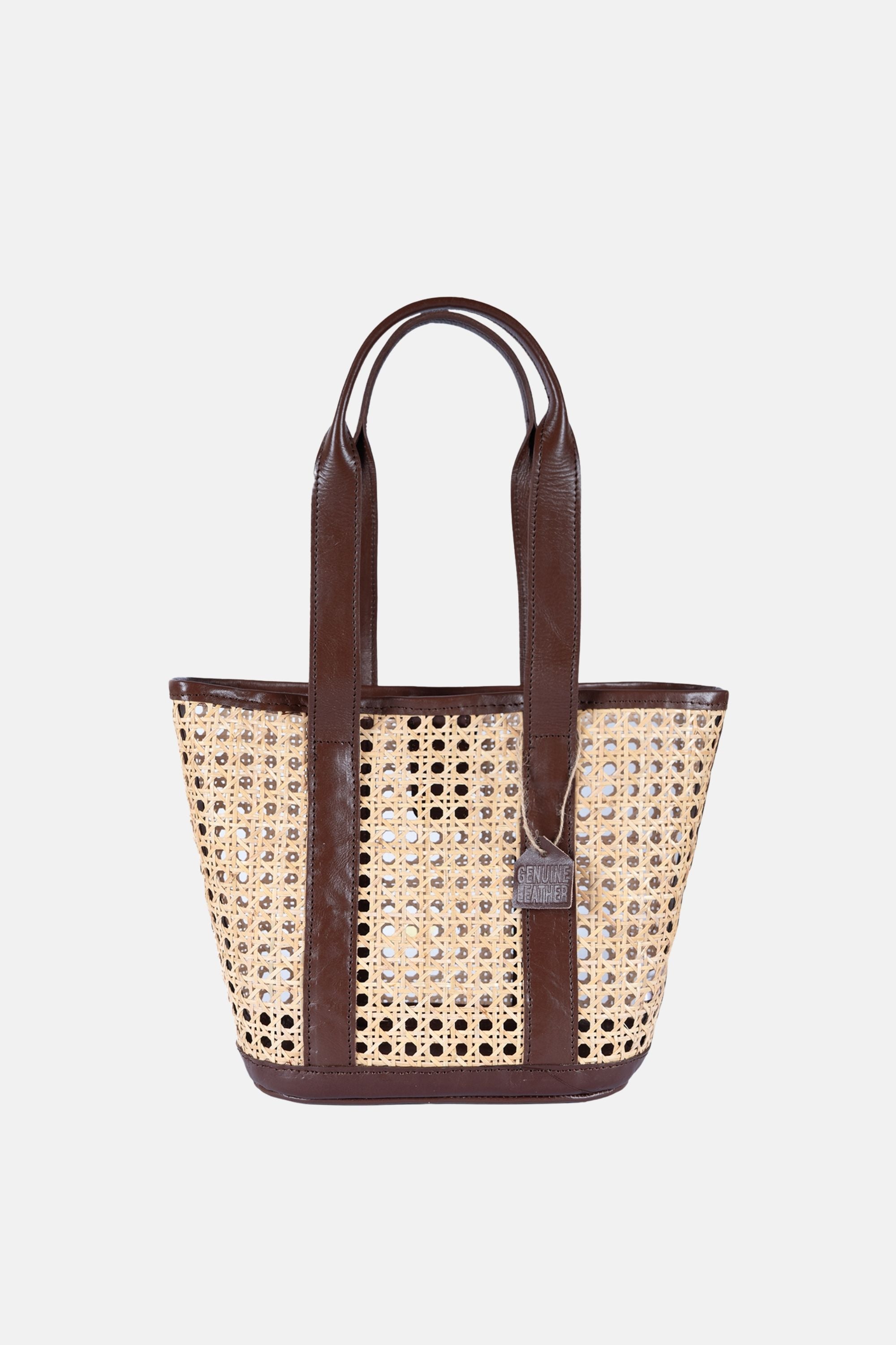 Jelavu - Sandi Rattan Top Handle Satchel - Chocolate Leather