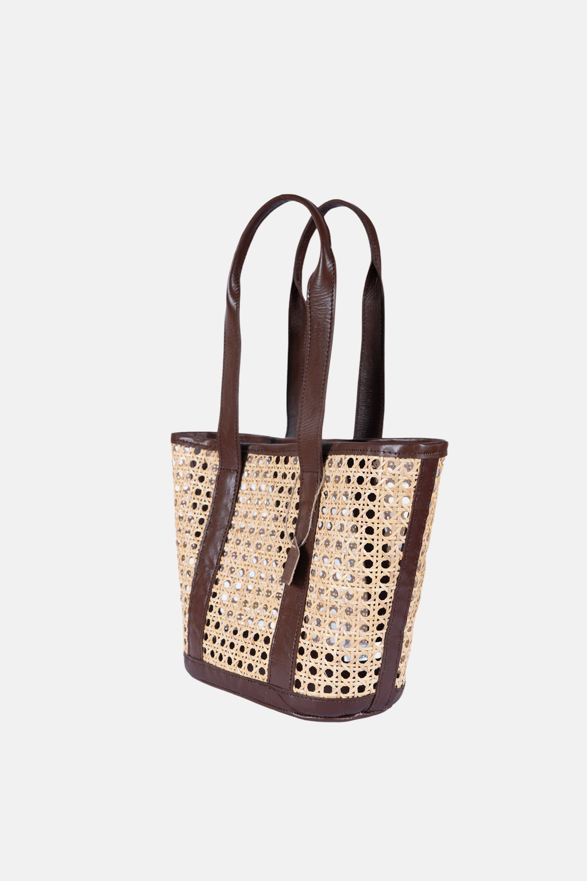 Jelavu - Sandi Rattan Top Handle Satchel - Chocolate Leather