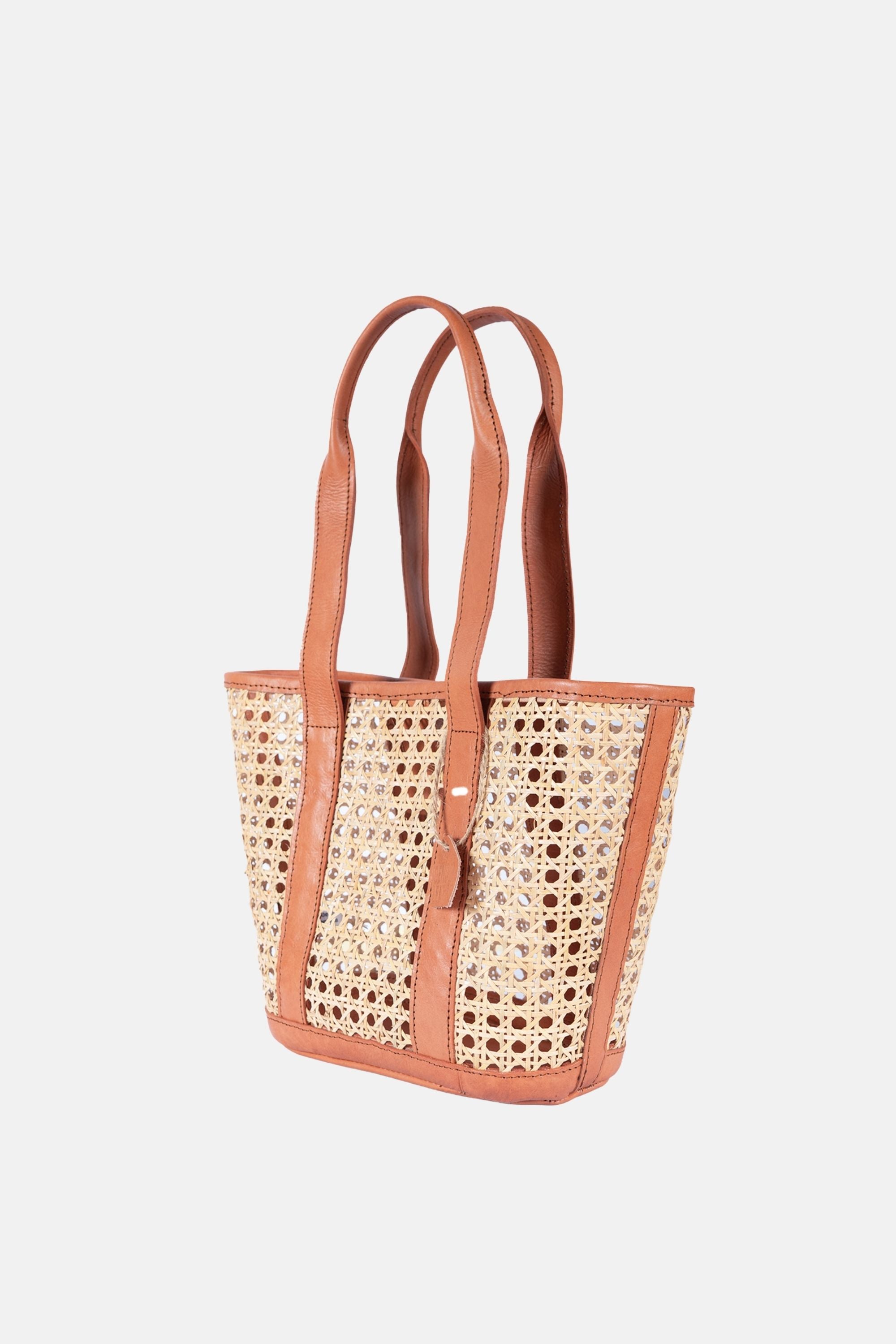 Jelavu - Sandi Rattan Top Handle Satchel - Tan Leather