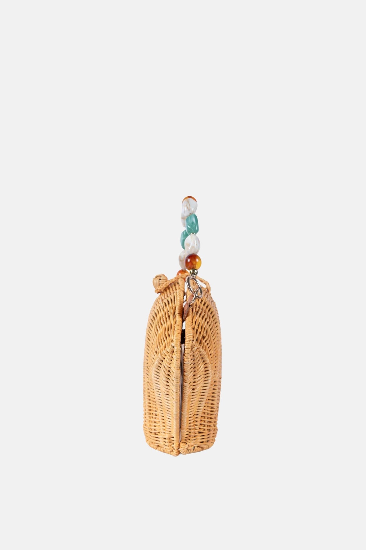 Shelly Gems Beaded Top Handle Satchel Rattan Crossbody Bag