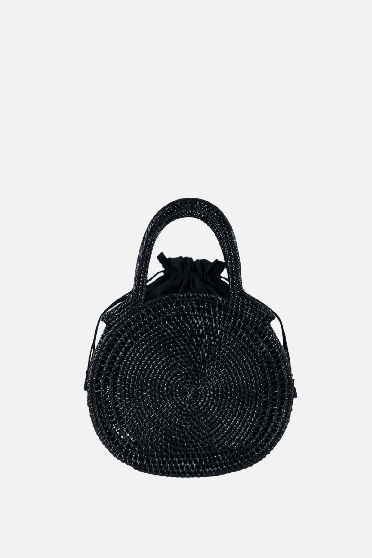 – Sydney Rattan Top Handle Bag - Medium Satchel - Black