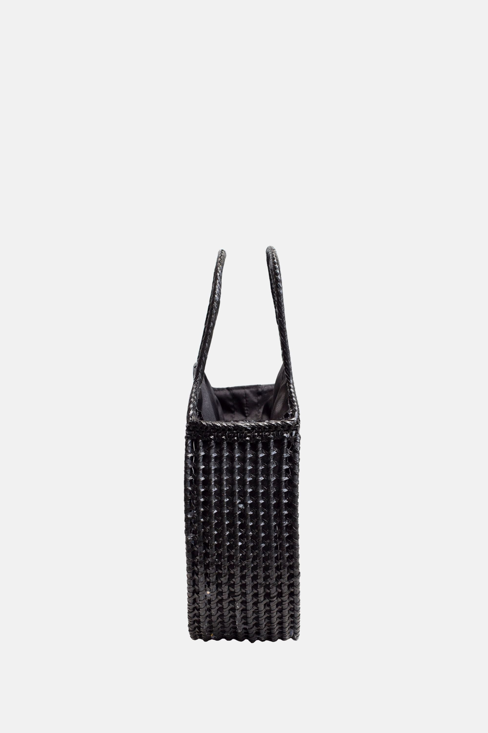 Jelavu – Sydney Rattan Top Handle Bag - Medium Satchel - Black