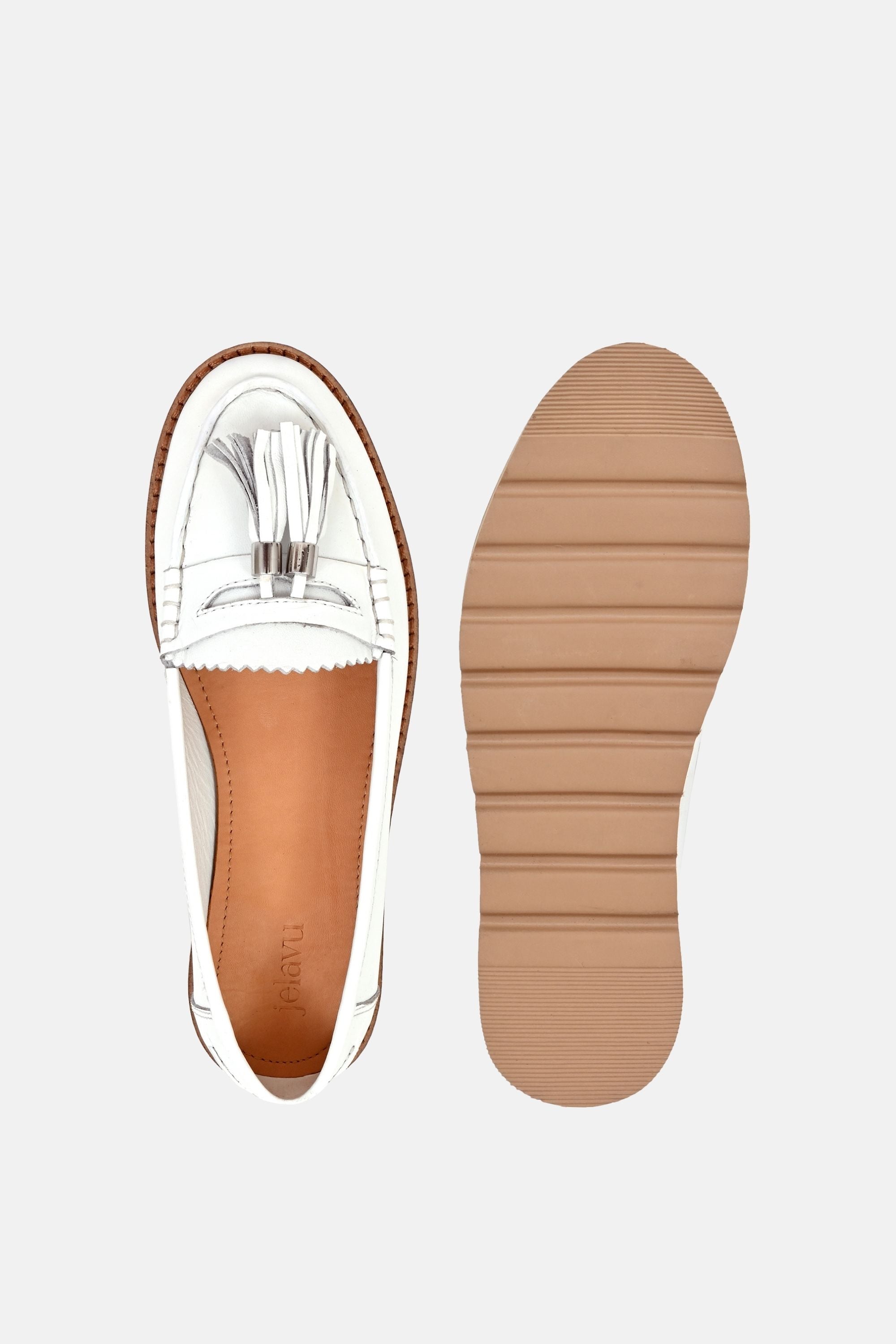 Jelavu Luna White Leather Loafers