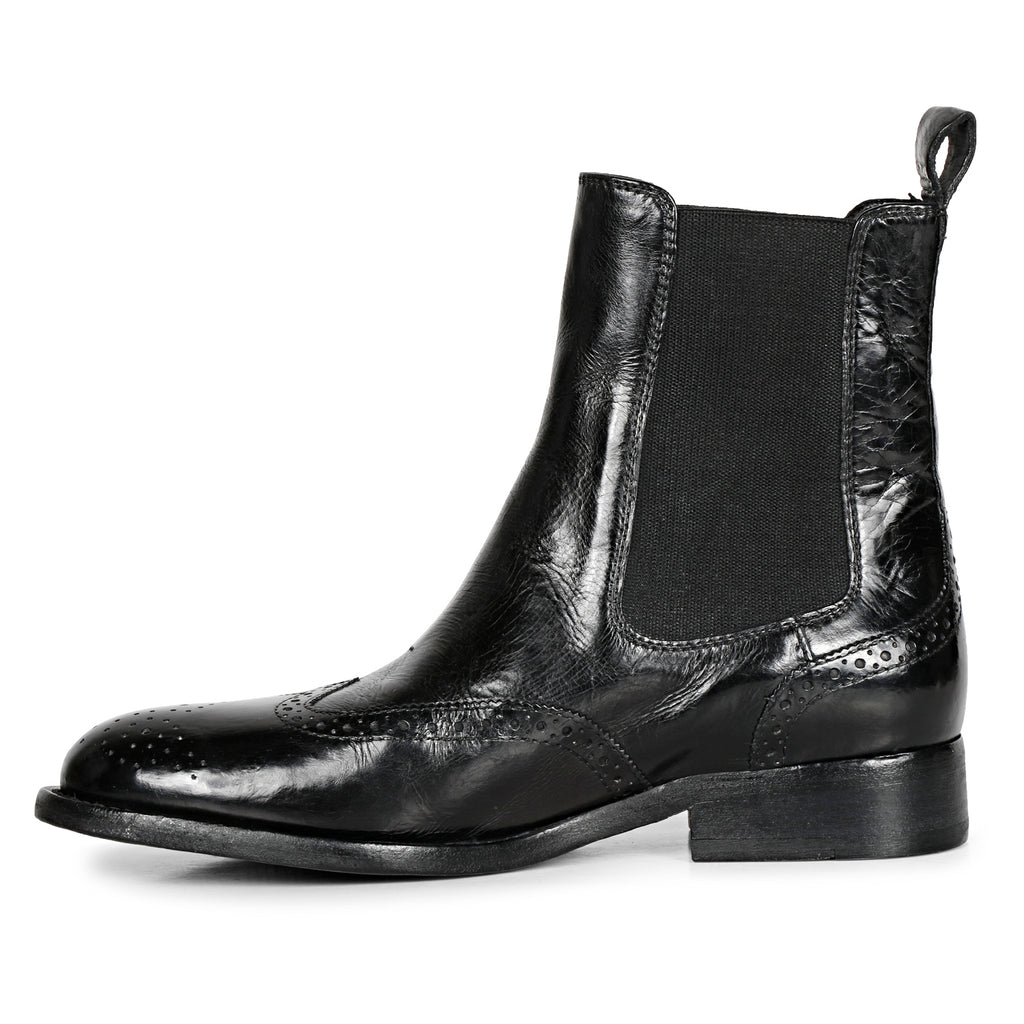 Santina Black Leather Ankle Boots | Future Brands Group