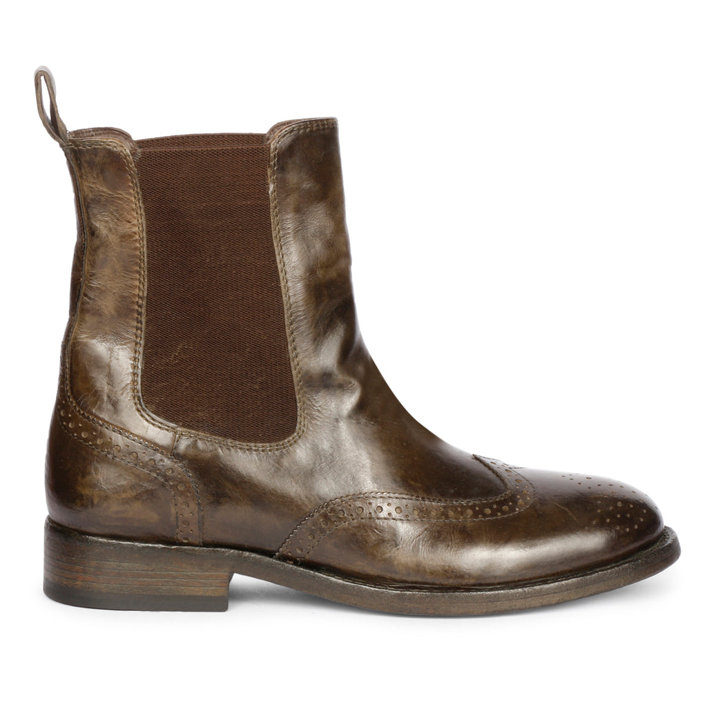 Saint G | Santina Khaki Leather Ankle Boots