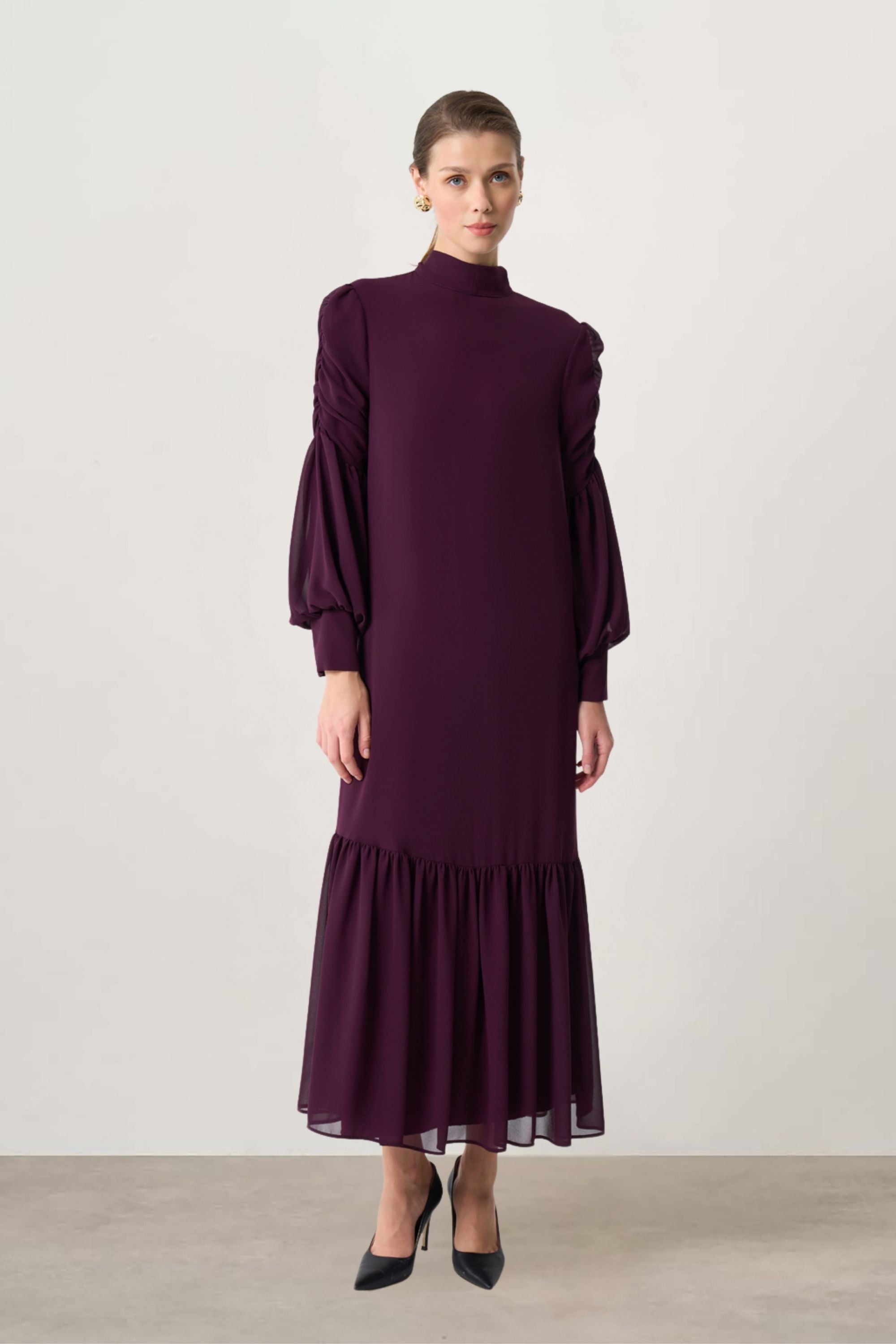 Mizalle Draped Chiffon Dress Mizalle Draped Chiffon Dress