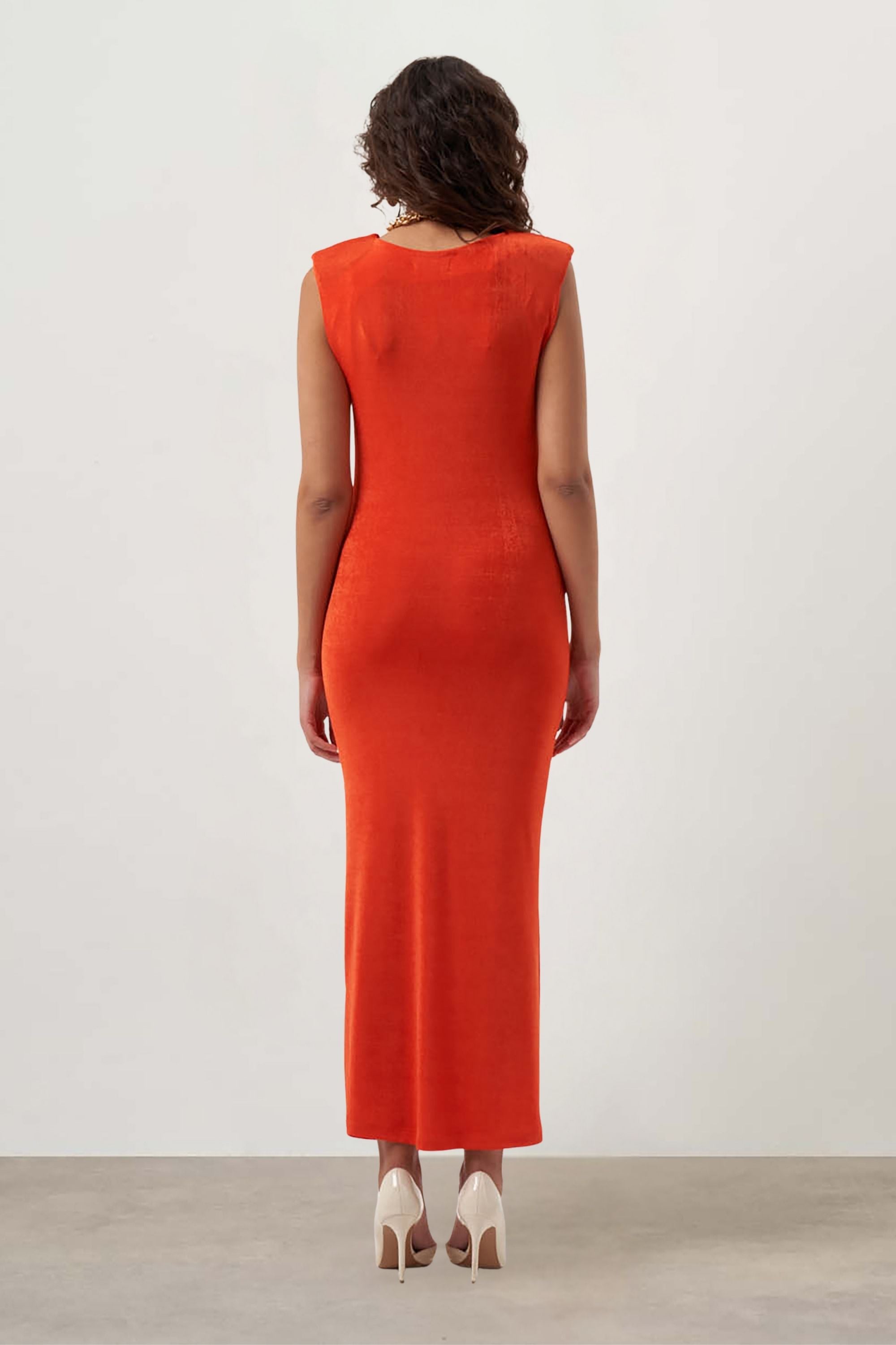 MZL Sleeveless Gathered Dress Orange Apparel