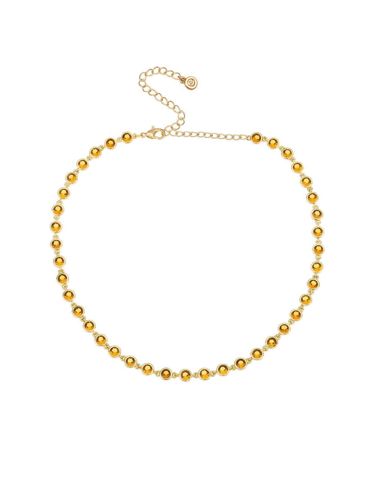 Crystal Disc and Link Necklace