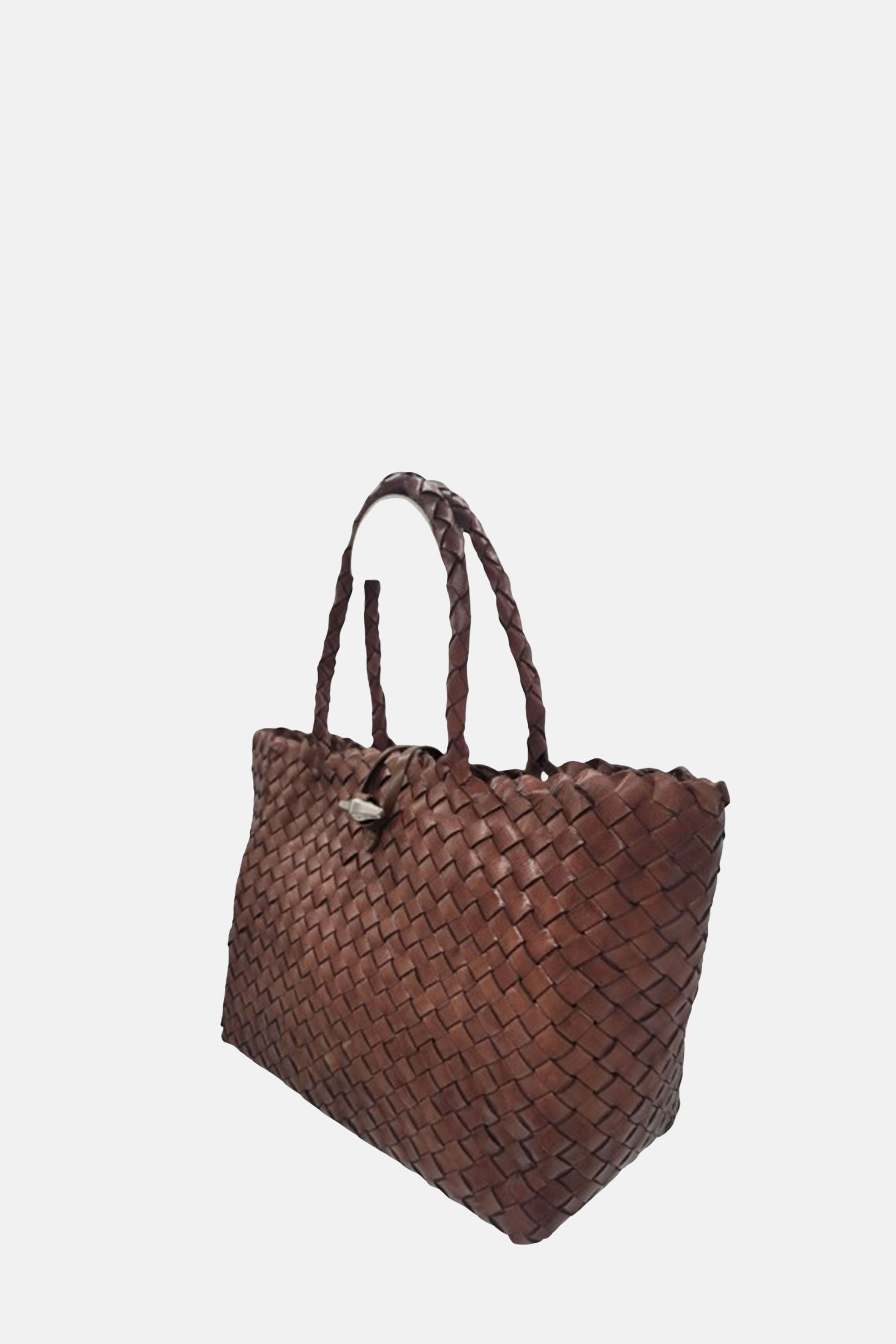 Oryany - Kayla Handwoven Leather Satchel Bag -– Small Satchel - Cafe Latte