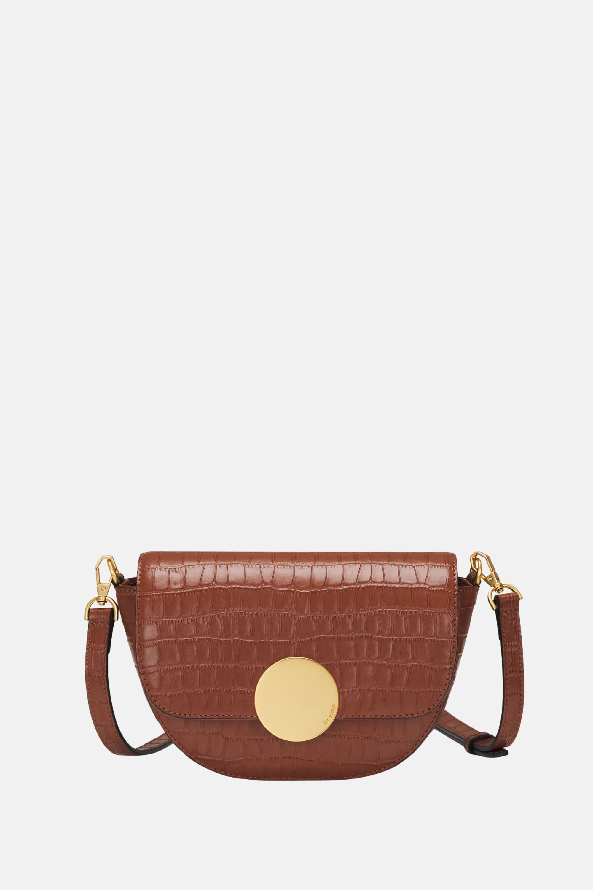 Oryany - Lottie Croco Saddle Crossbody - Small - Toffee Tan Leather