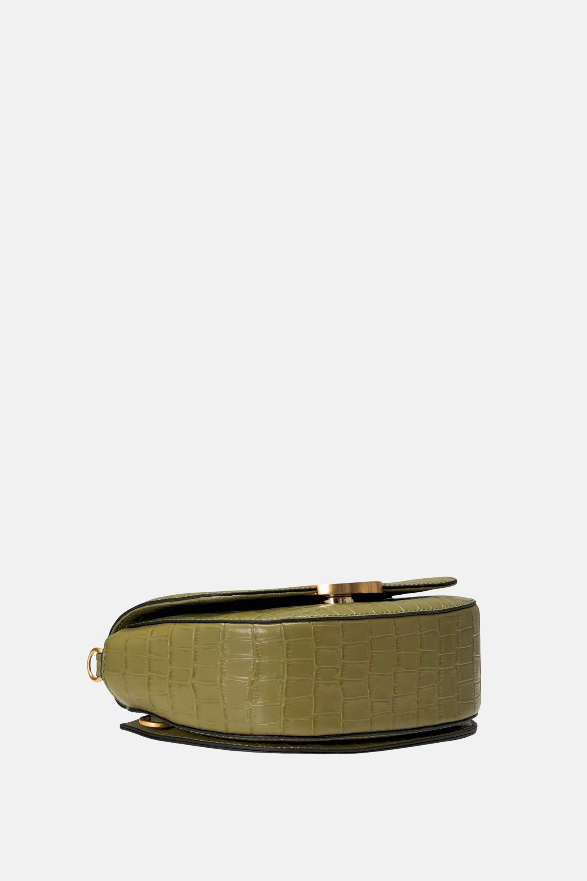Oryany - Lottie Croco Saddle Crossbody - Small - Leaf Olive Leather
