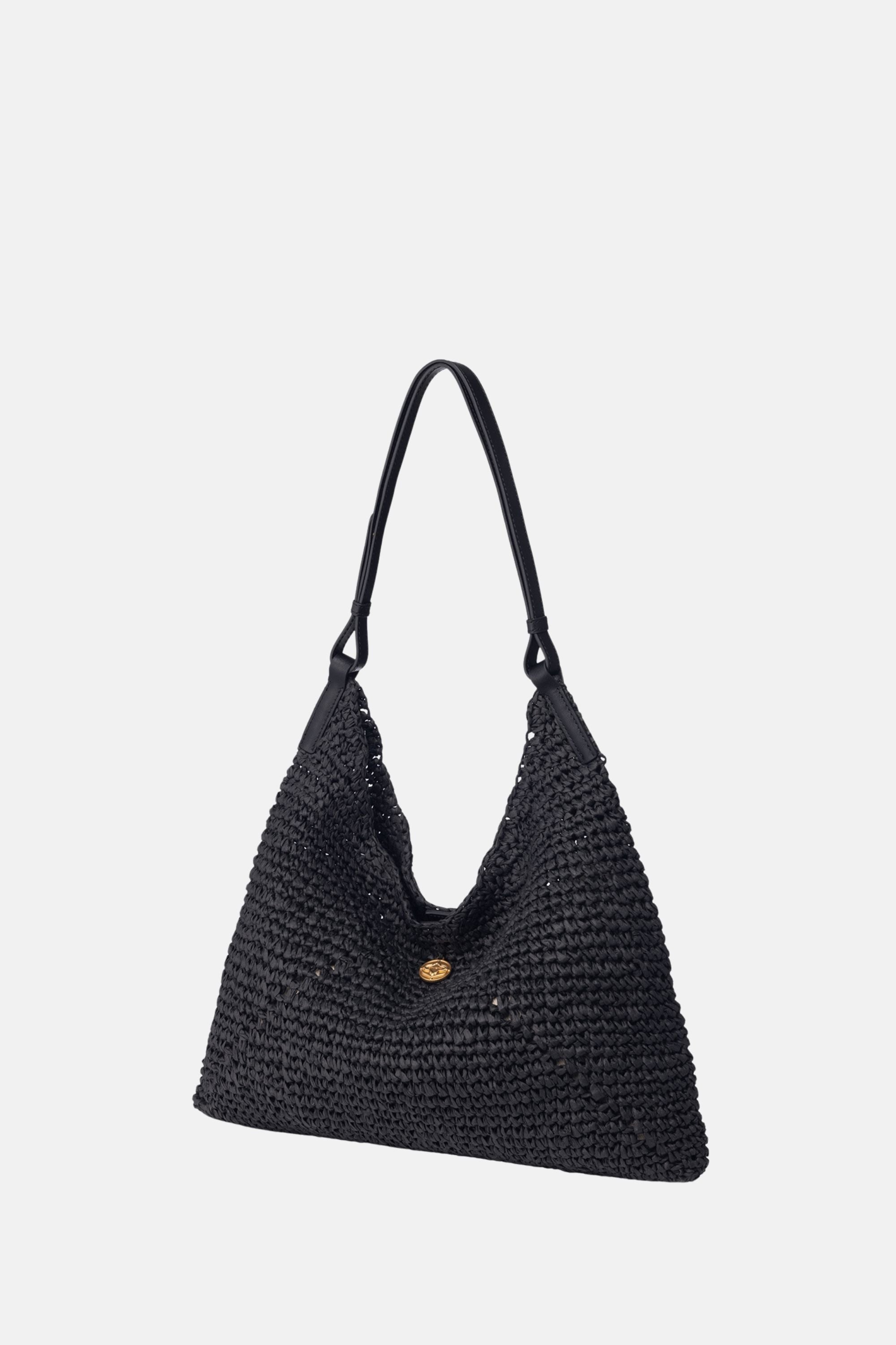 Oryany - Raffia Triangle Women's Shoulder Bags - Black