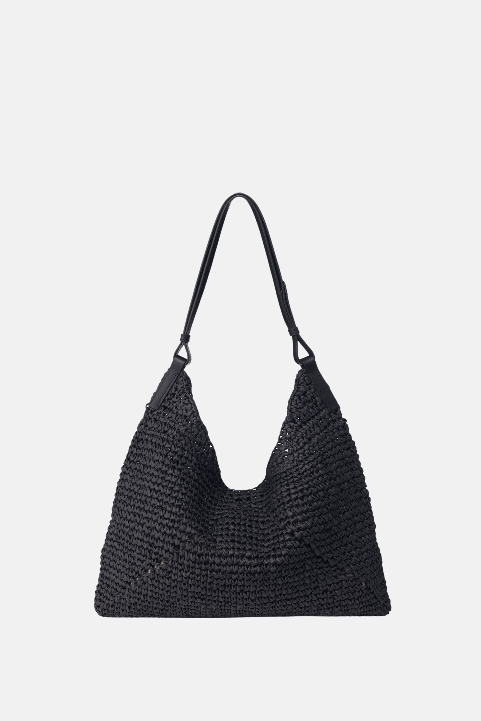 Raffia Triangle Women's Shoulder Bags - Black / One size