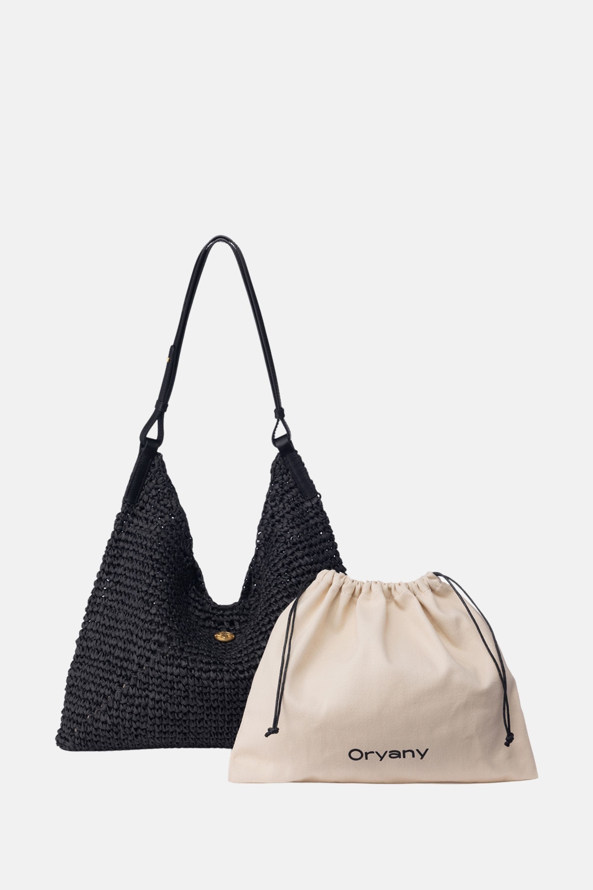 Raffia Triangle Women's Shoulder Bags - Black / One size