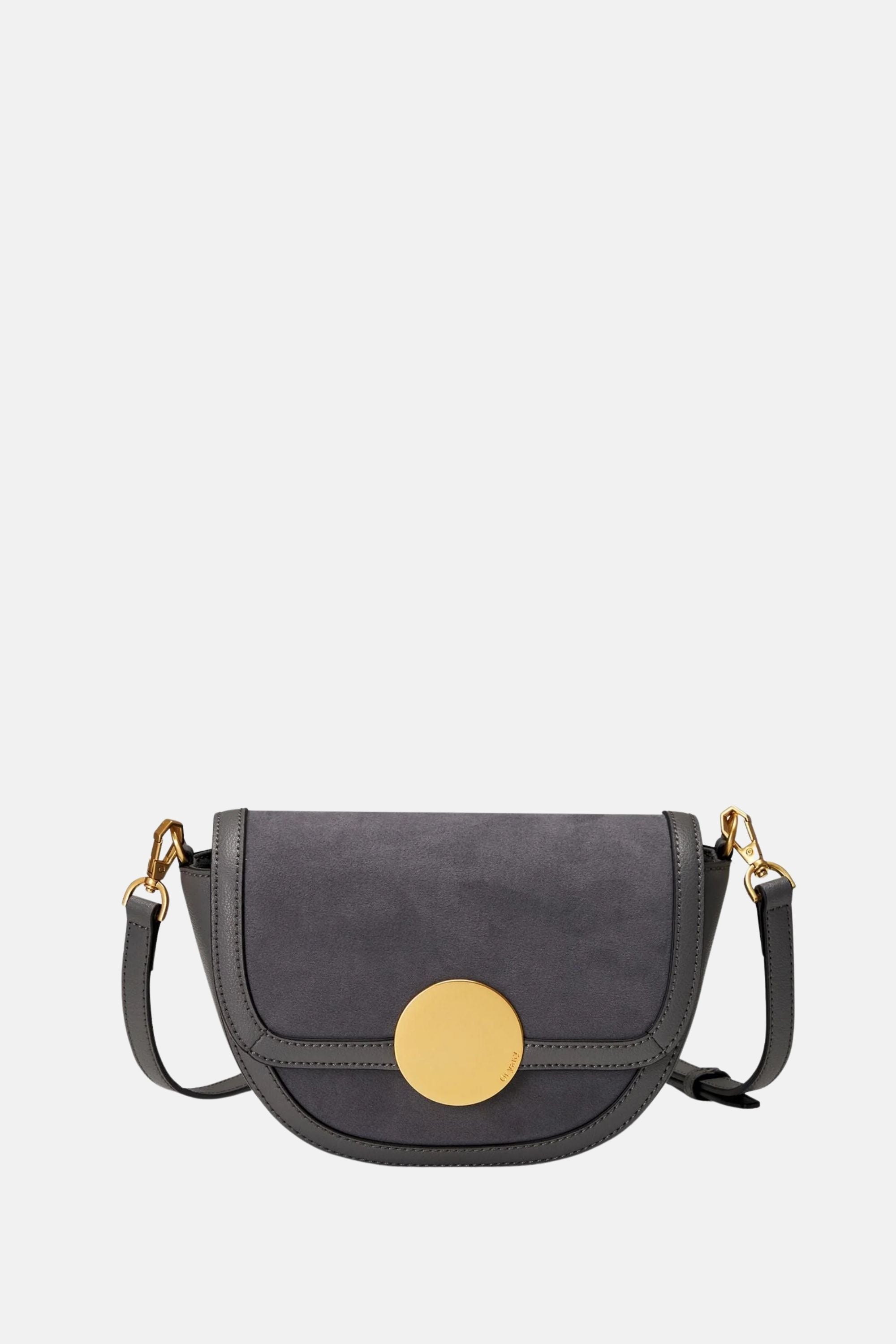 Oryany - Lottie Suede Saddle Crossbody – Small – Cool Grey