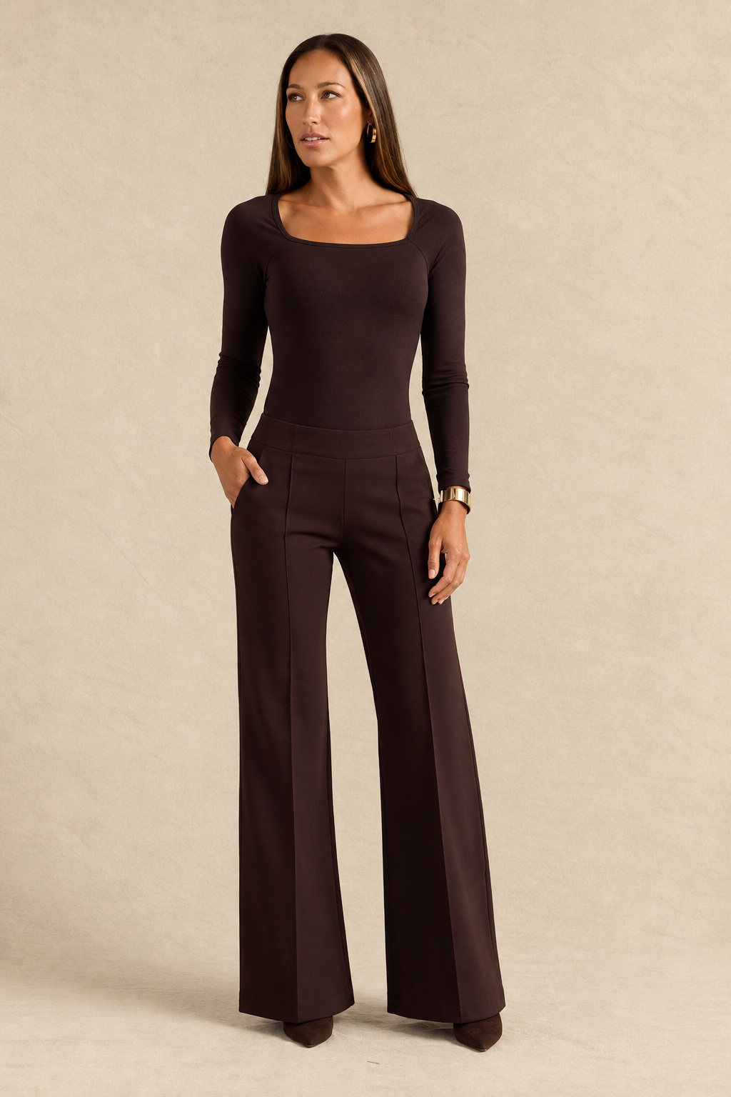 PERFECT WIDE LEG PANT: SABLE BROWN