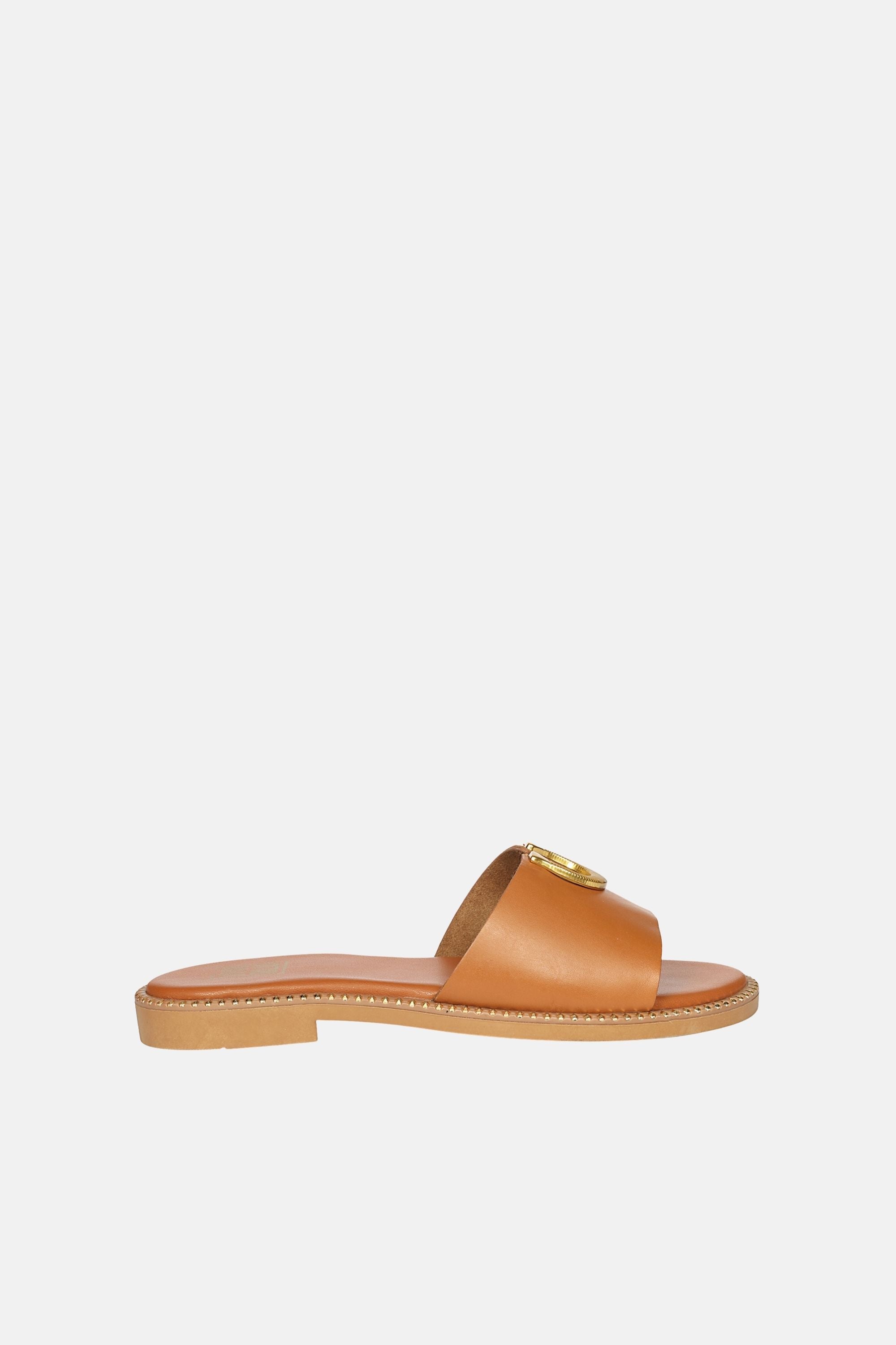 Vivi Blu - Acacia Horseshoe Ornament Sandals - Cognac Leather