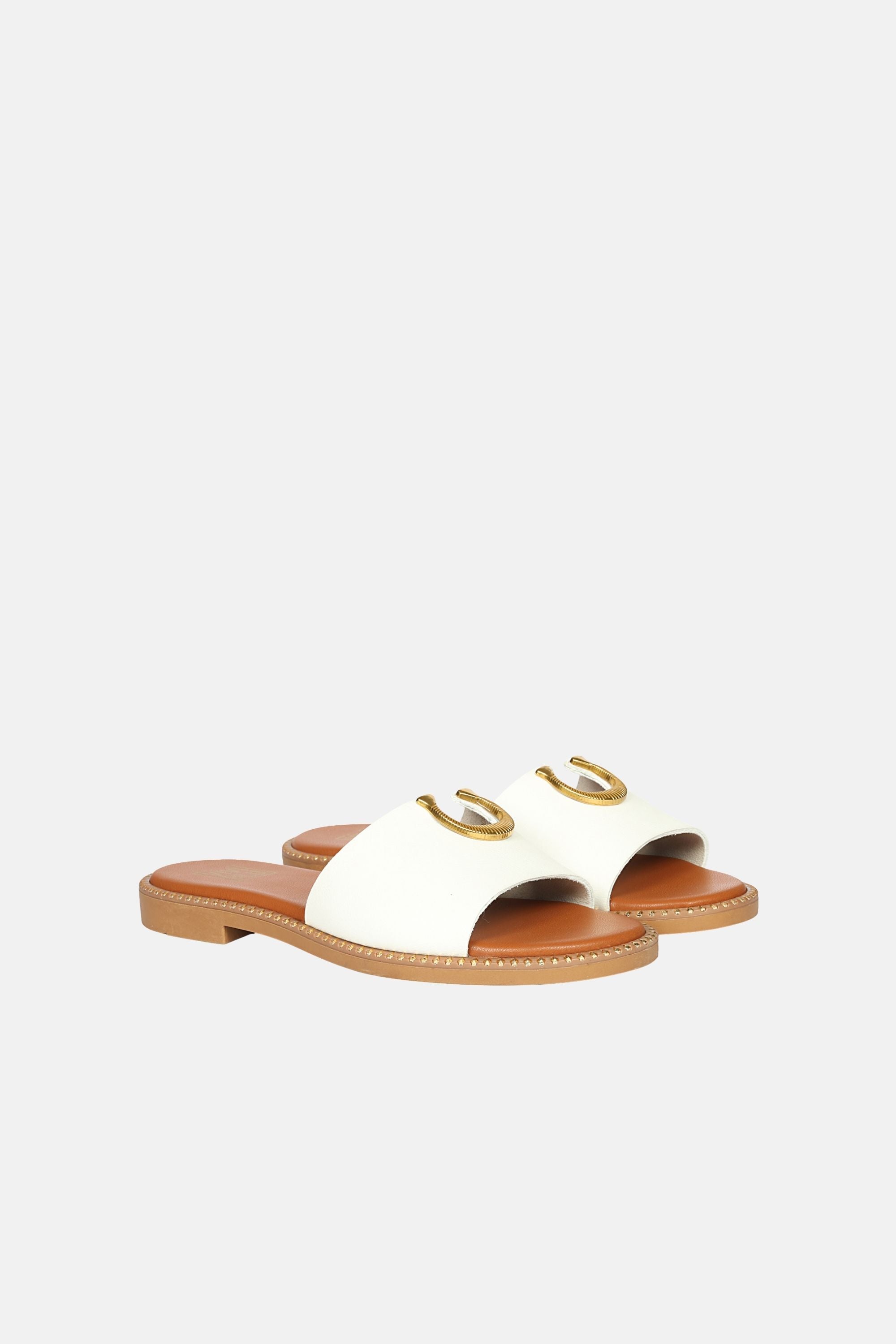 Vivi Blu - Acacia Horseshoe Ornament Sandals - White Leather