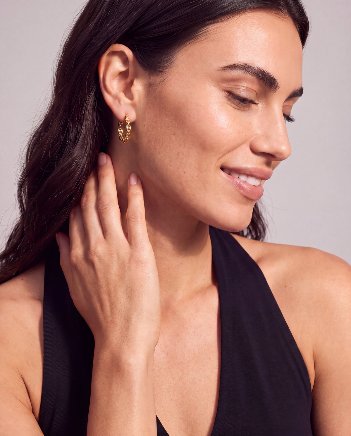 Frozen Mariner Chain Hoop Earrings