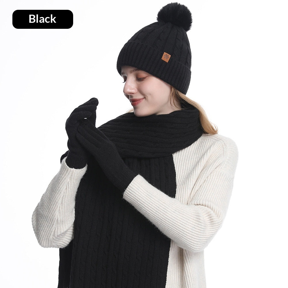 Winter Knit Hat, Scarf & Gloves Set