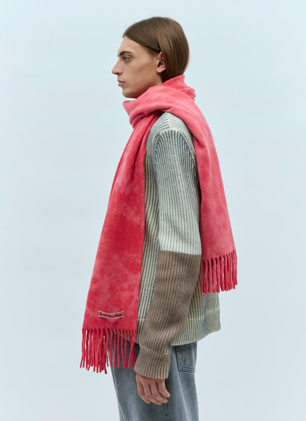 Acne Studios Men Narrow Tie-Dye Wool Scarf