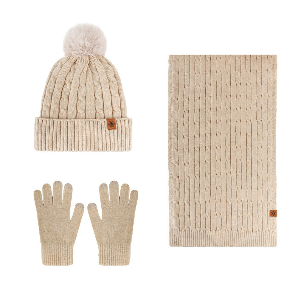 Winter Knit Hat, Scarf & Gloves Set