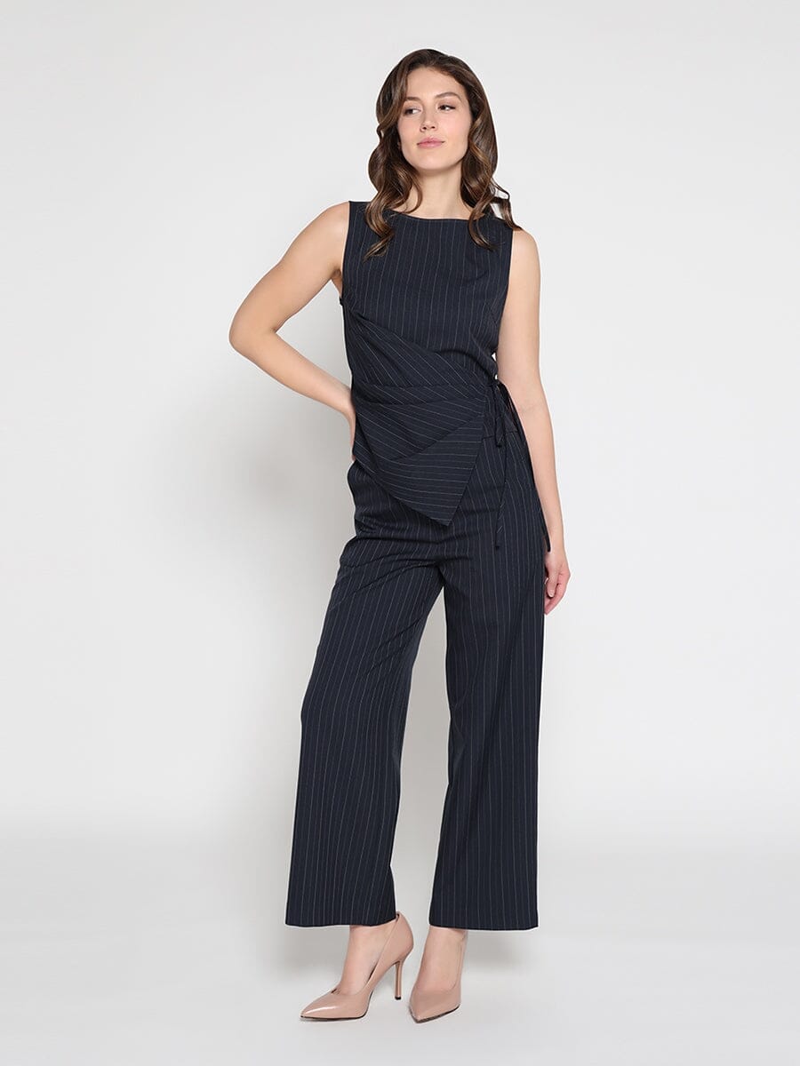 Gracia Fashion Women's Cross body drape sleeveless top