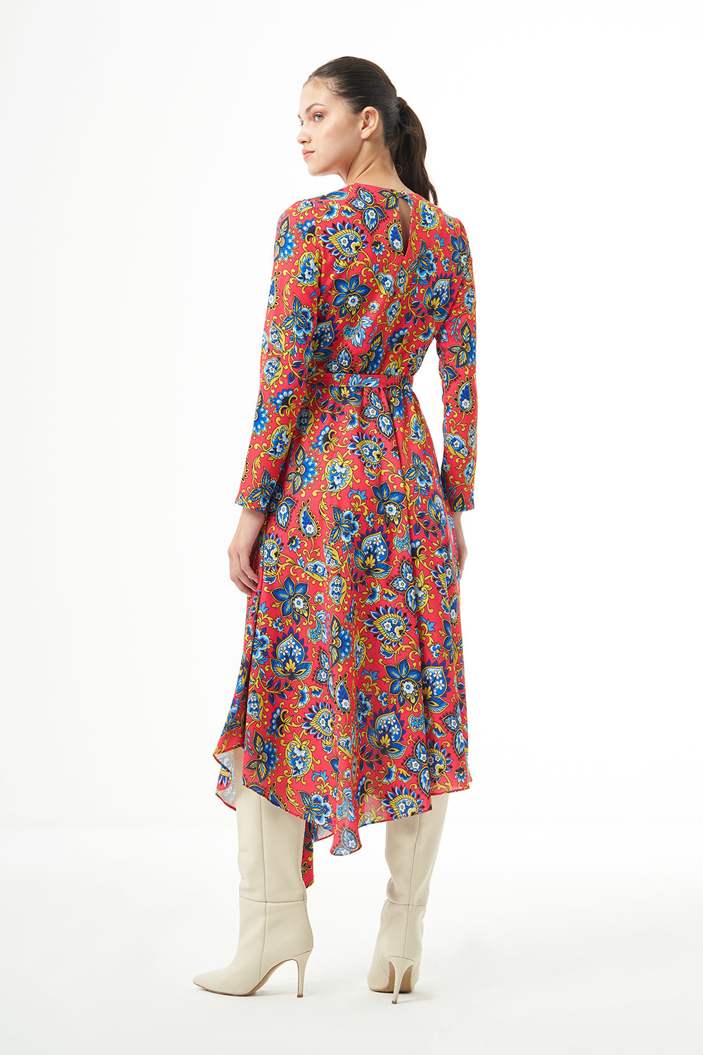 MZL Long Sleeve High Neck Midi Dress