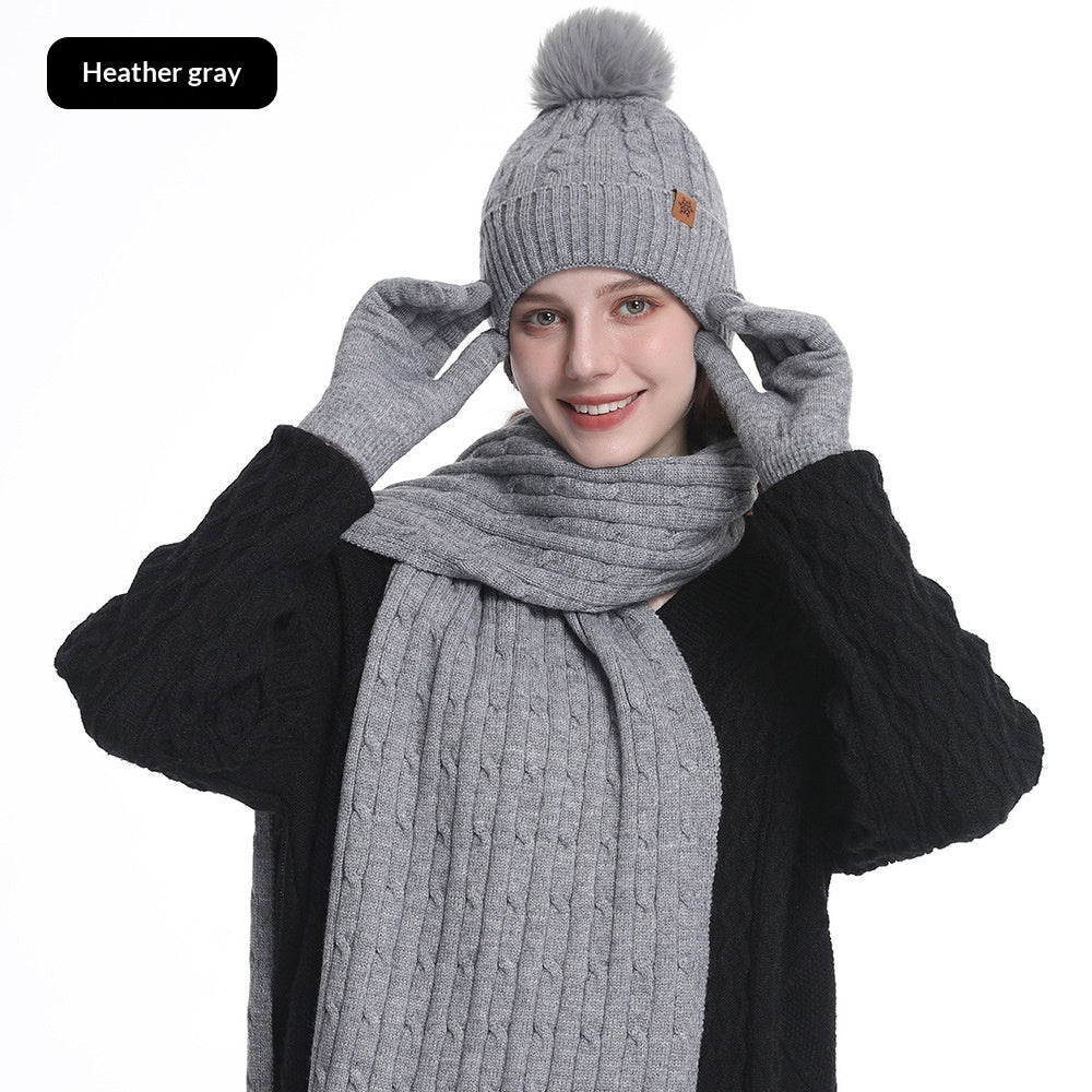 Winter Knit Hat, Scarf & Gloves Set