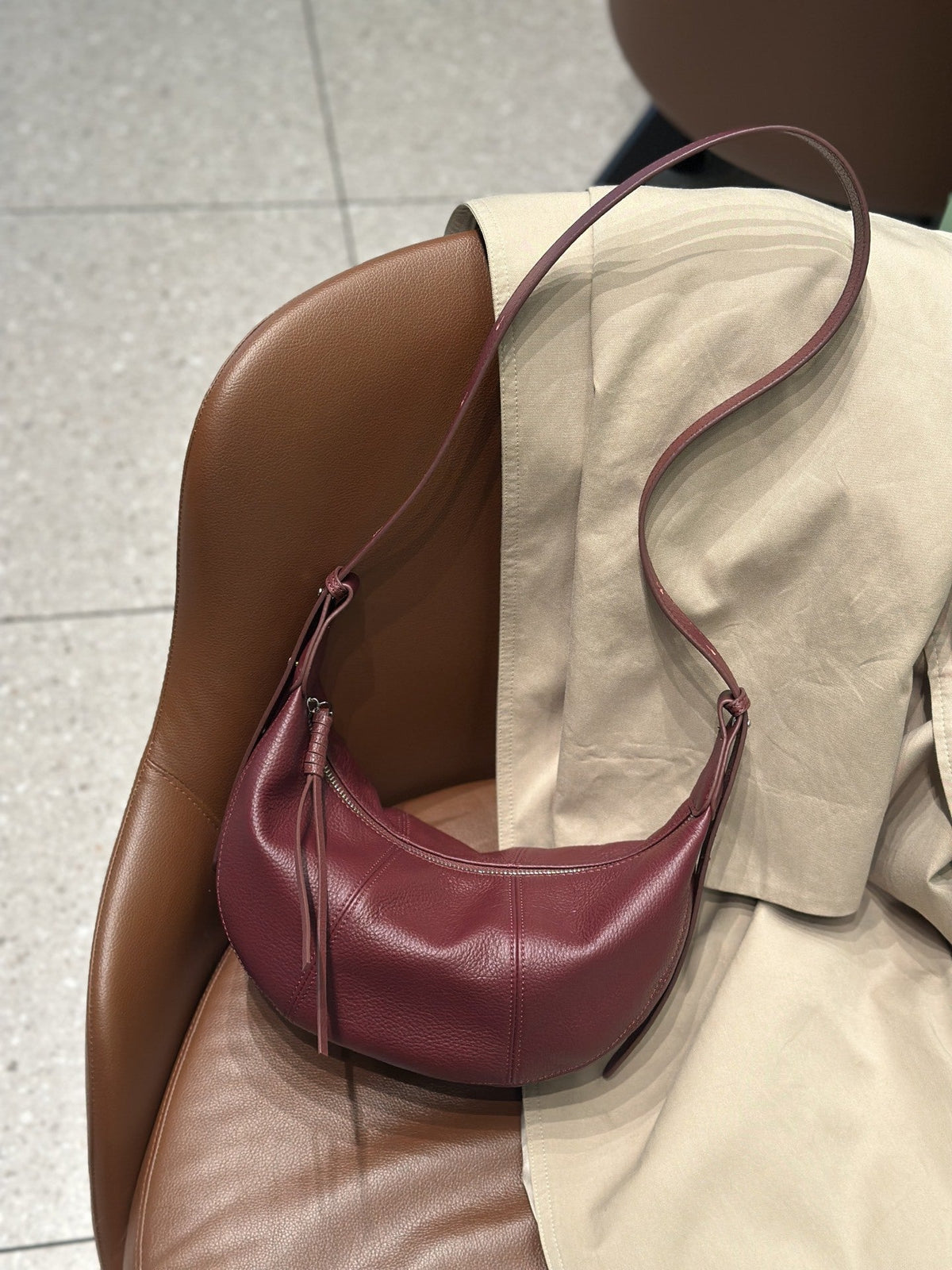 Genuine Leather Crescent Bag