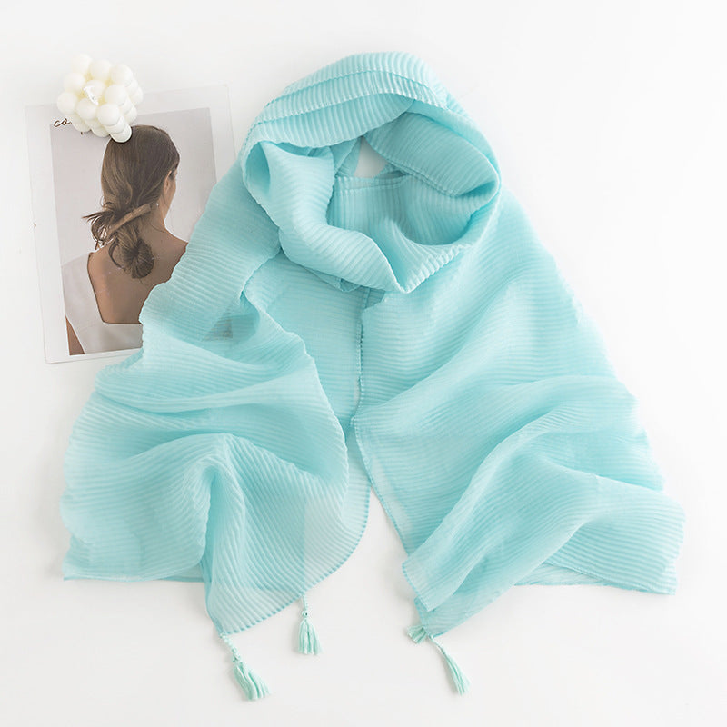 Herringbone Faux Cashmere Scarf with Tassel Fringe