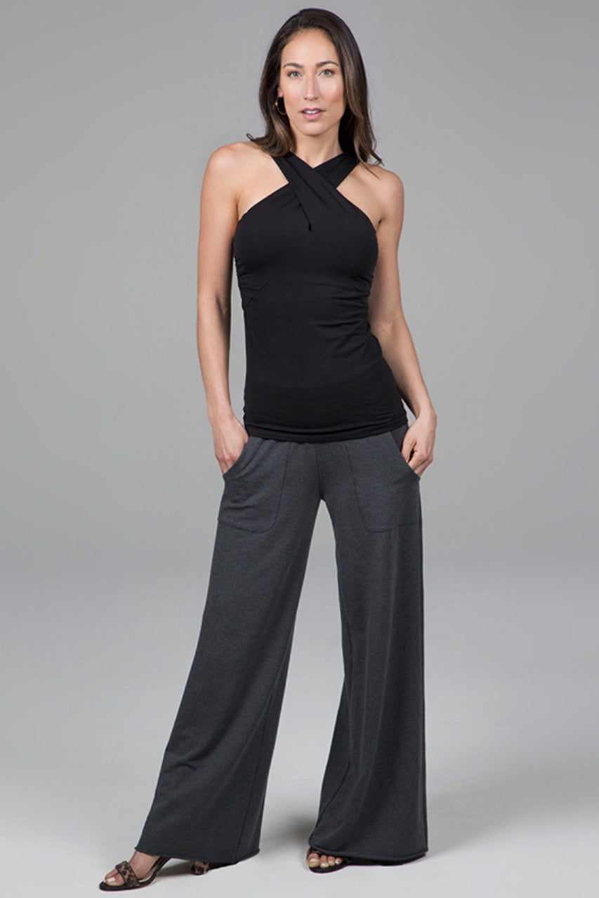 KIRAGRACE COZY BOHO YOGA PANT: CHARCOAL HEATHER