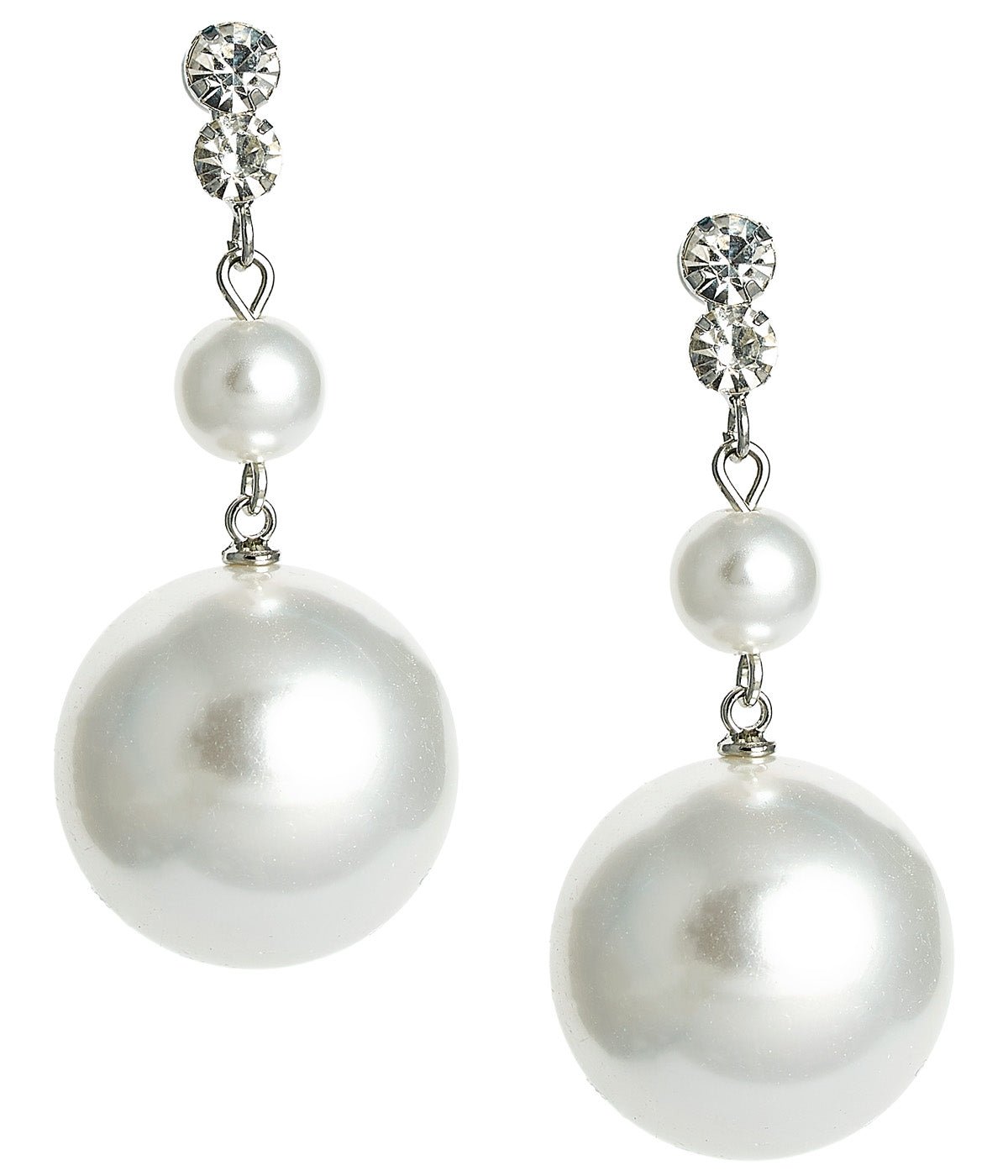 Paris - Pearl and Rhinestone Drop Earring - 18k Gold Plated