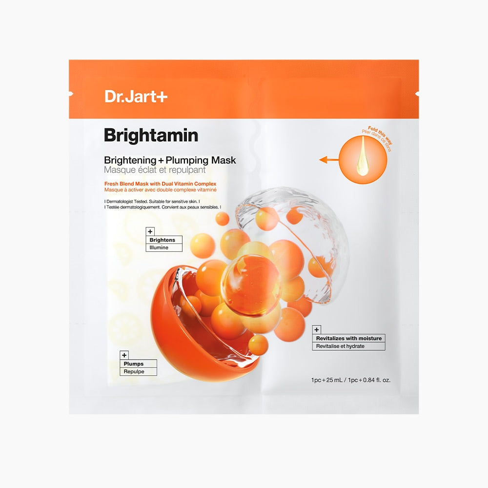 Dr.jart+ Brightamin Brightening + Plumping Face Mask With Vitamin C 25ml X 5ea