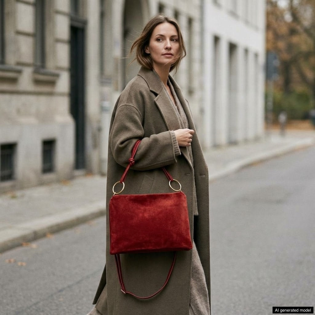 Italian Genuine Suede Shoulder Bag | Modena