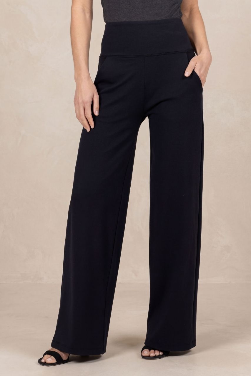 HIGH WAIST WIDE LEG PANT: BLACK