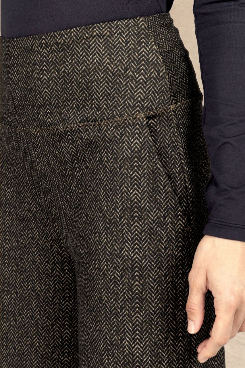 HIGH WAIST WIDE LEG PANT: HERRINGBONE CAMEL