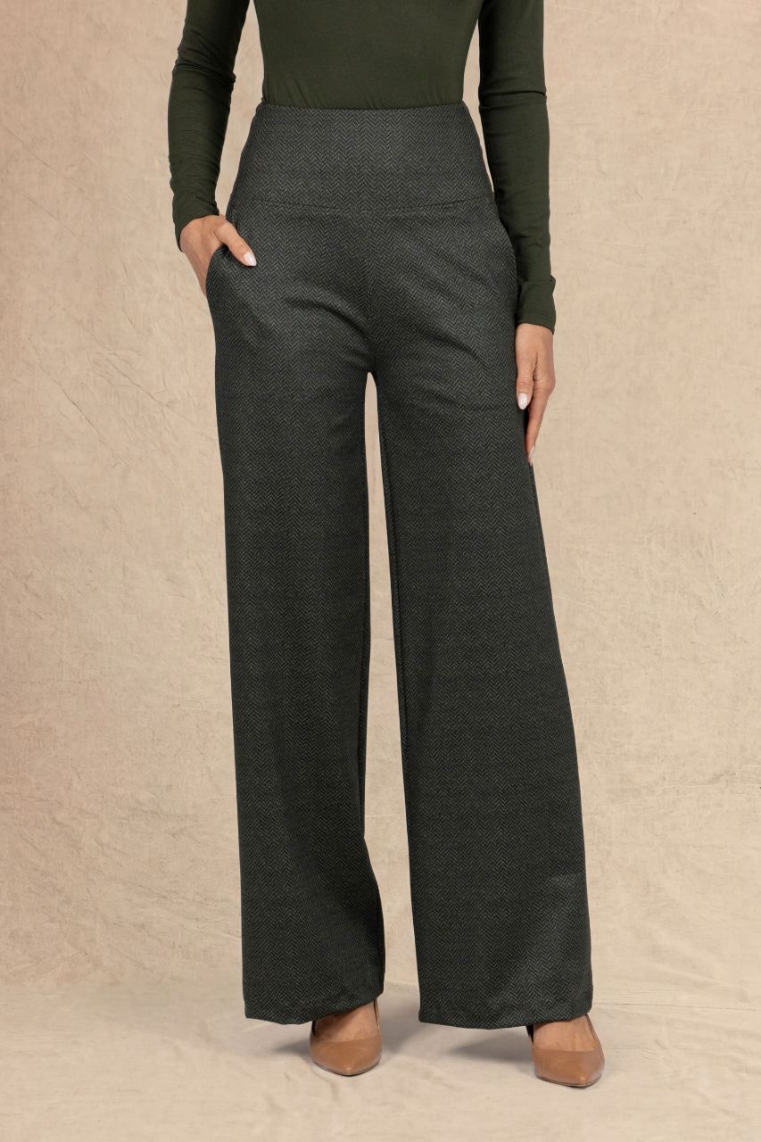 HIGH WAIST WIDE LEG PANT: OLIVE TWEED