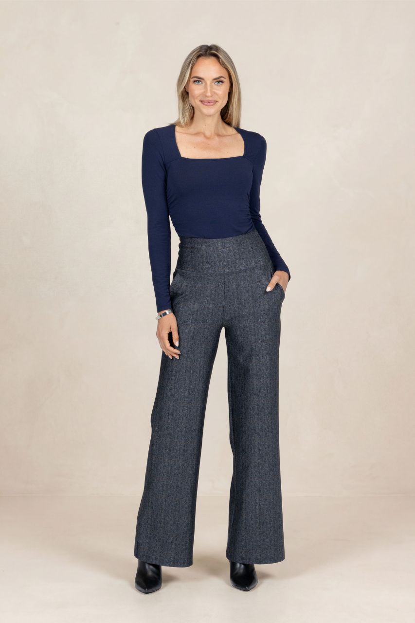 HIGH WAIST WIDE LEG PANT: IRISH TARTAN