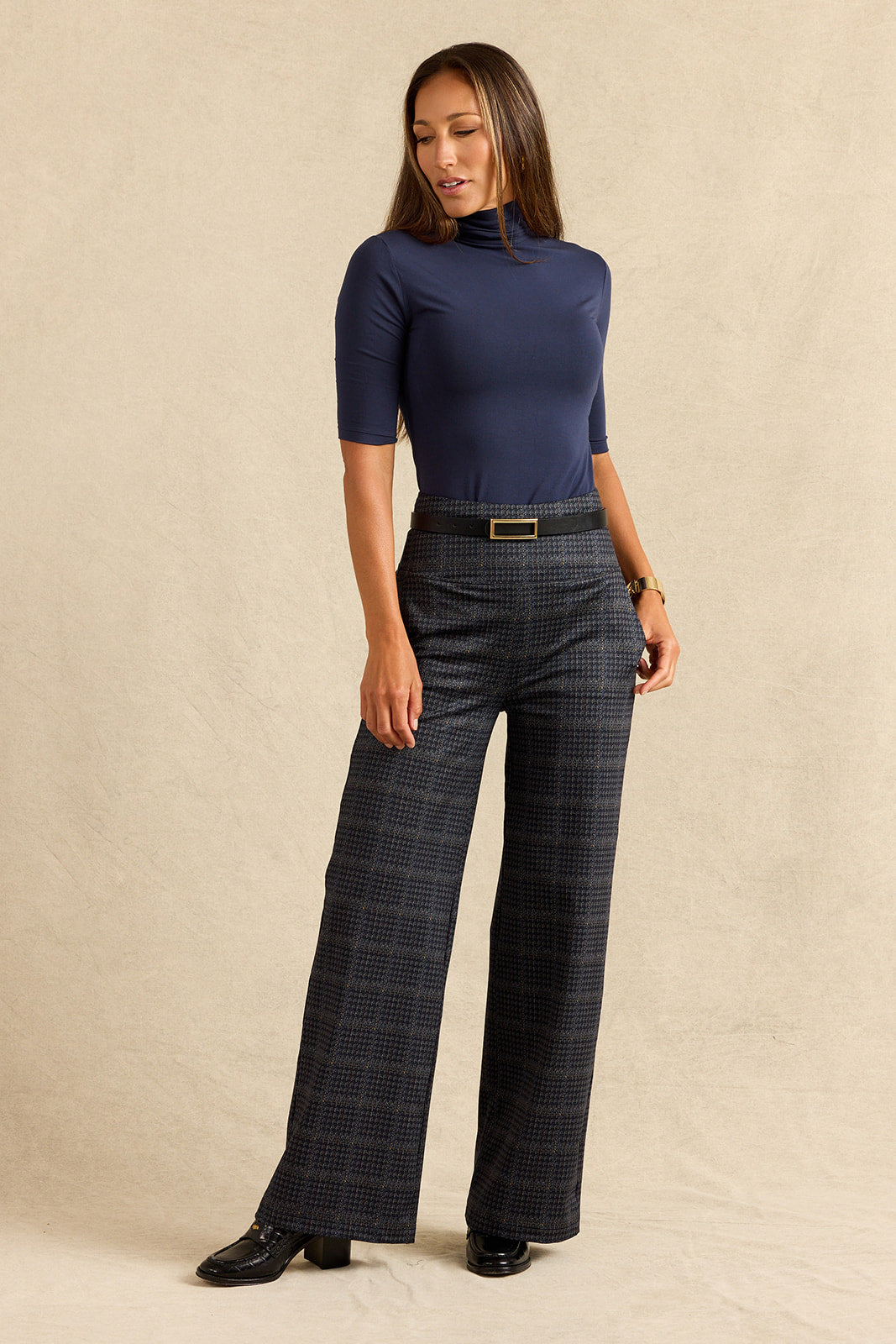 HIGH WAIST WIDE LEG PANT: WELSH PLAID